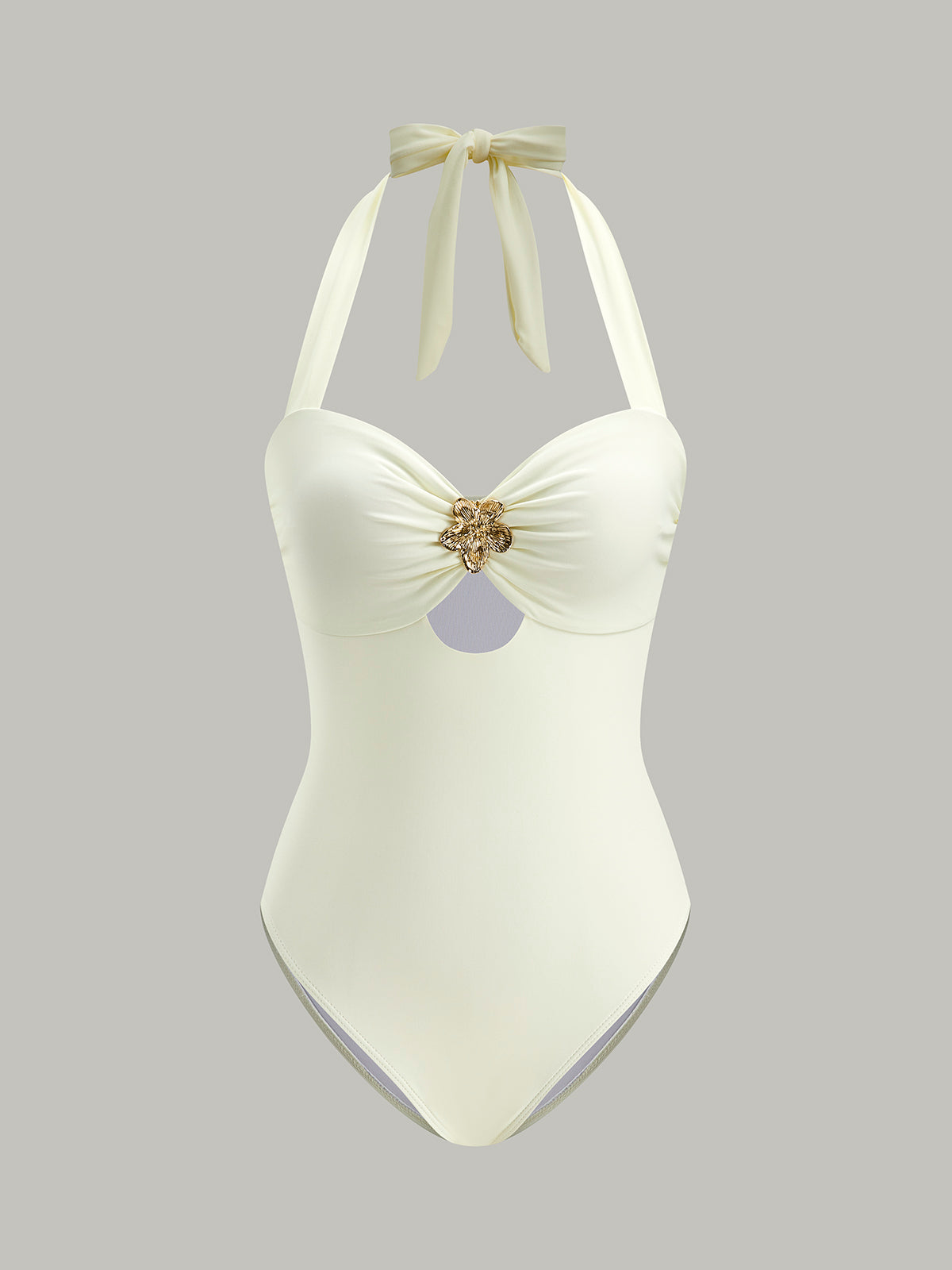 Bow Tie Halter One-Piece Swimsuit-Massicos
