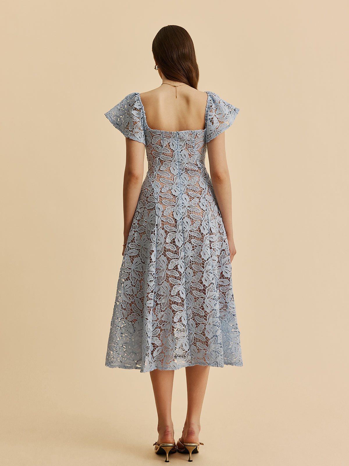 Sweetheart Neck Lace Dress-Massicos