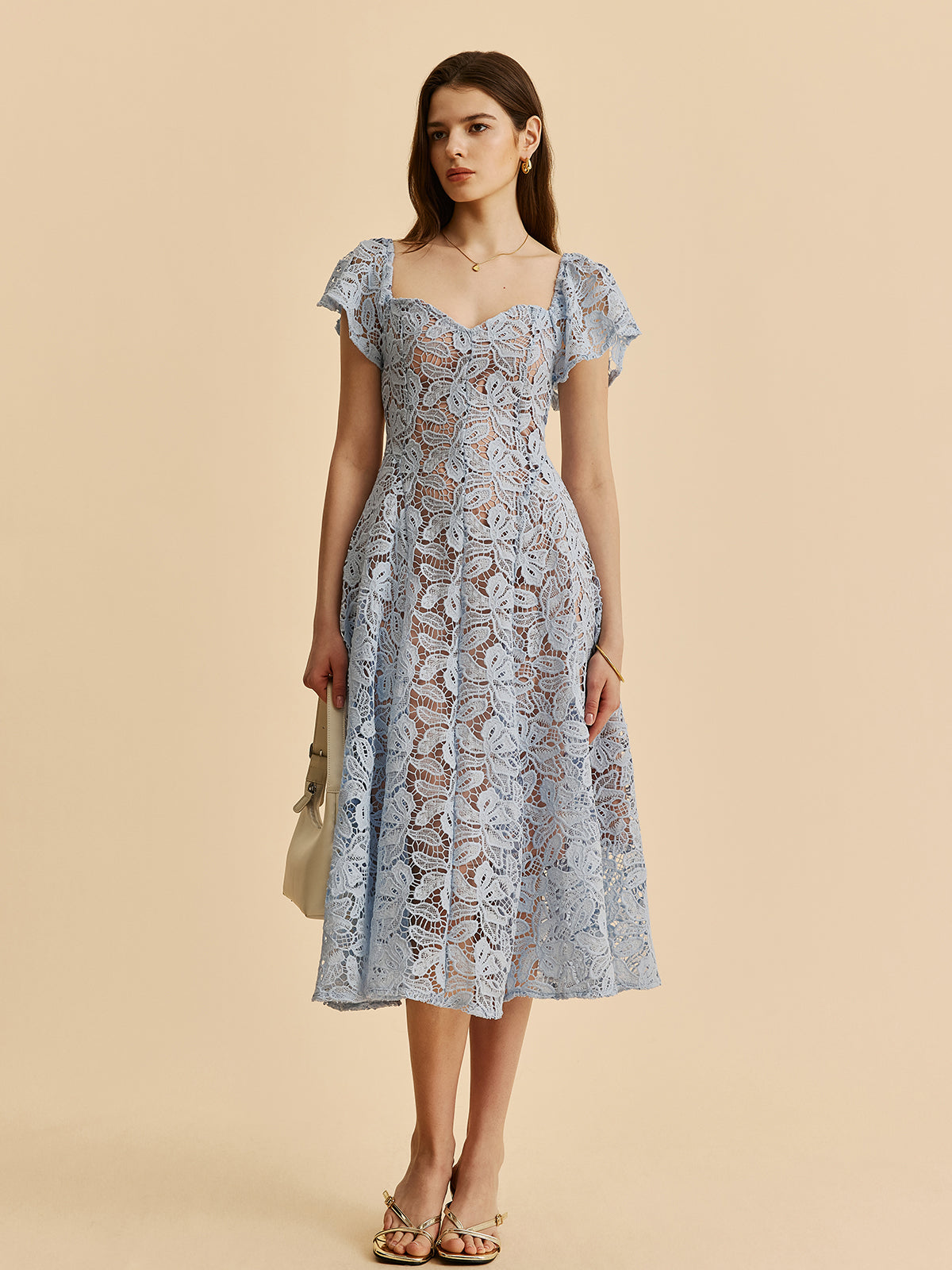 Sweetheart Neck Lace Dress-Massicos