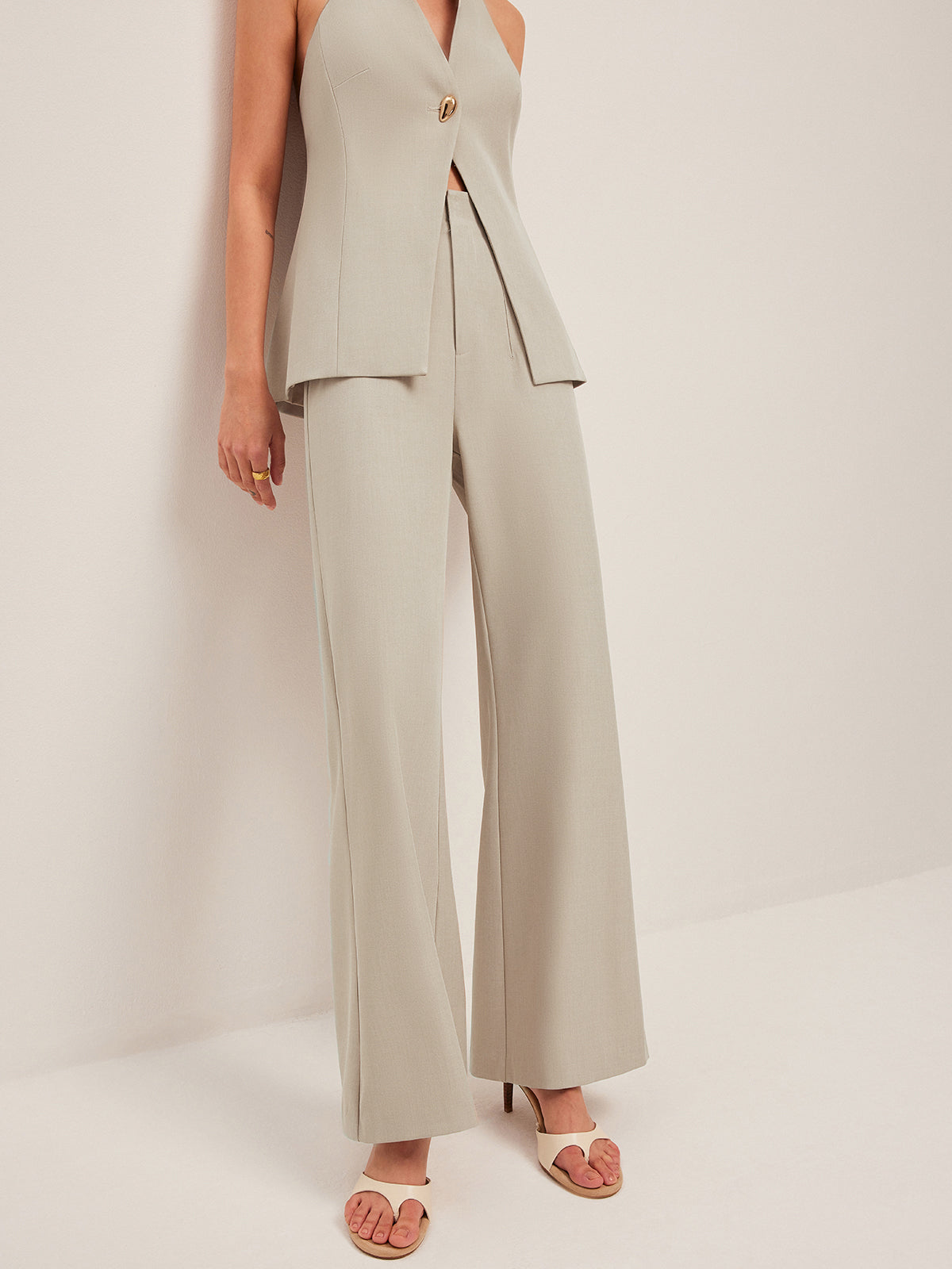 Wide-Leg Midi-Waisted Pants-Massicos
