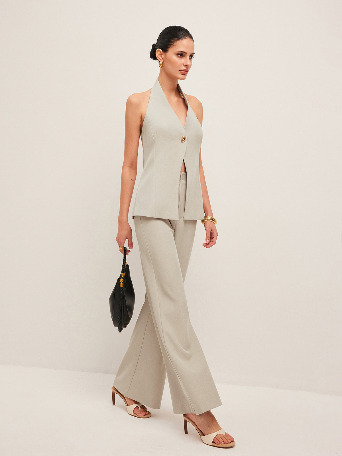 Wide-Leg Midi-Waisted Pants-Massicos