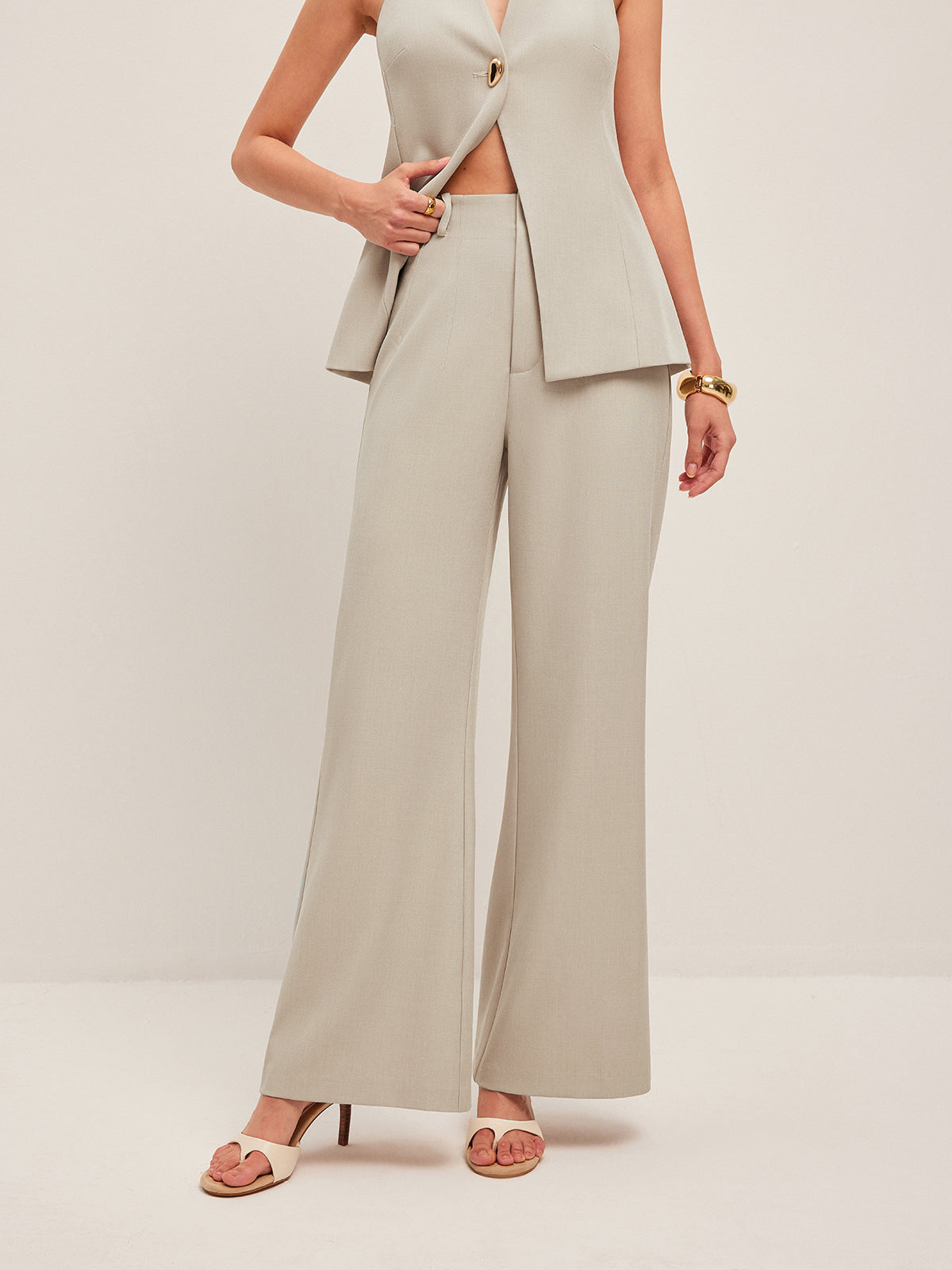 Wide-Leg Midi-Waisted Pants-Massicos