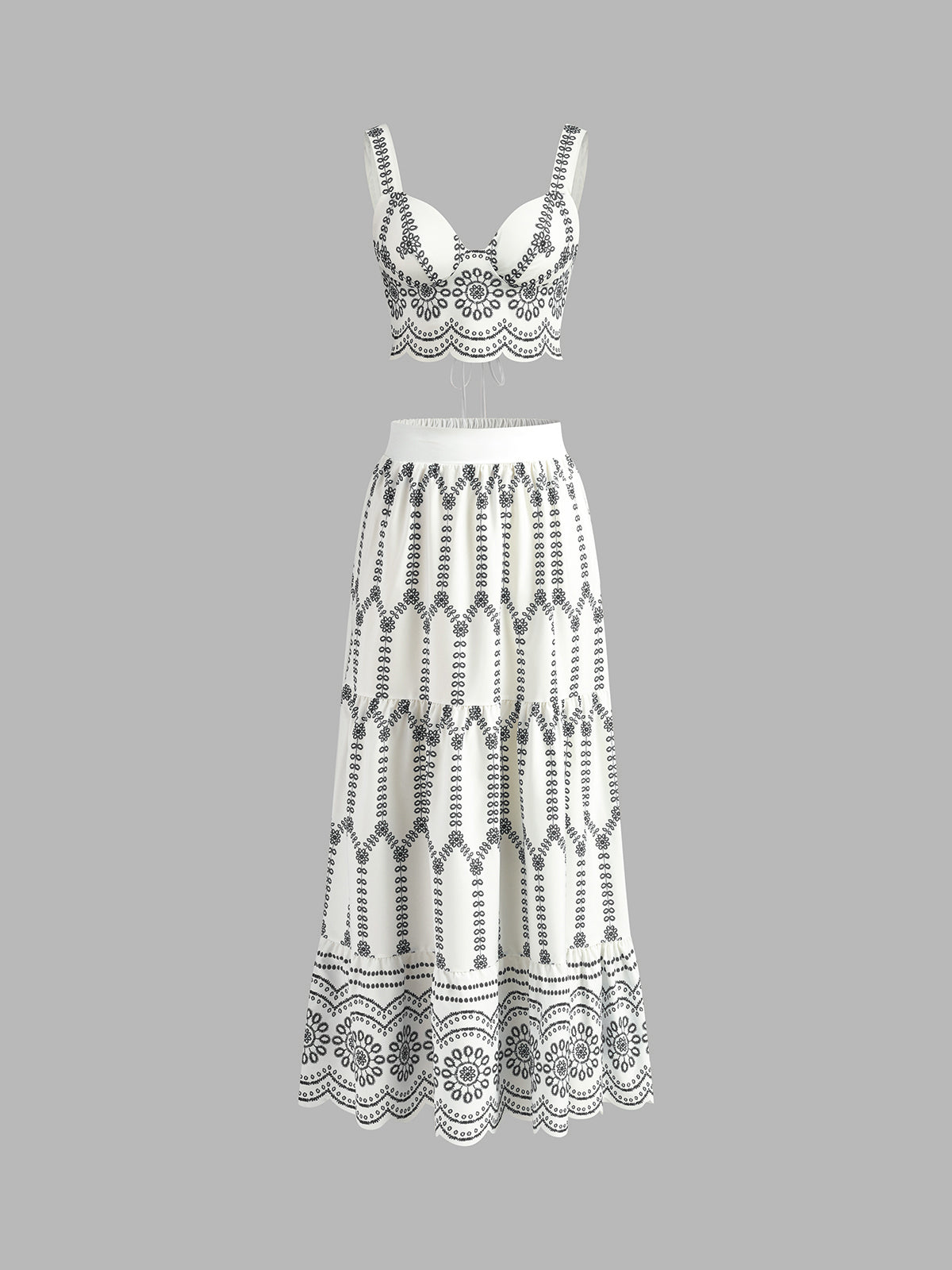 Printed Sleeveless Tie Back Skirt Set-Massicos