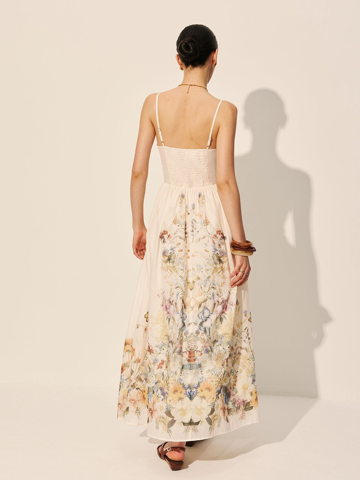 Square Neck Floral Print Dress-Massicos