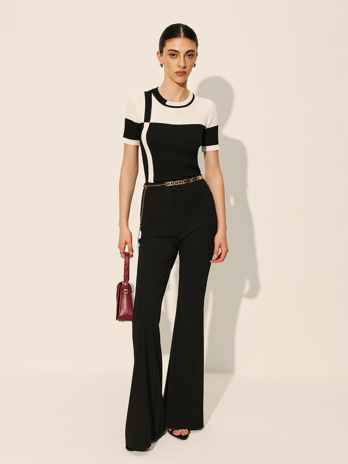 Color Block Ribbed Knit Top-Massicos