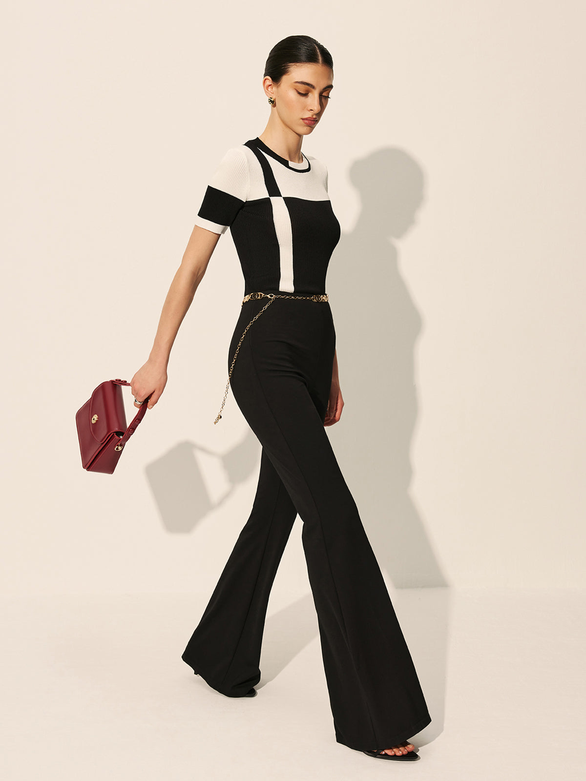 Color Block Ribbed Knit Top-Massicos