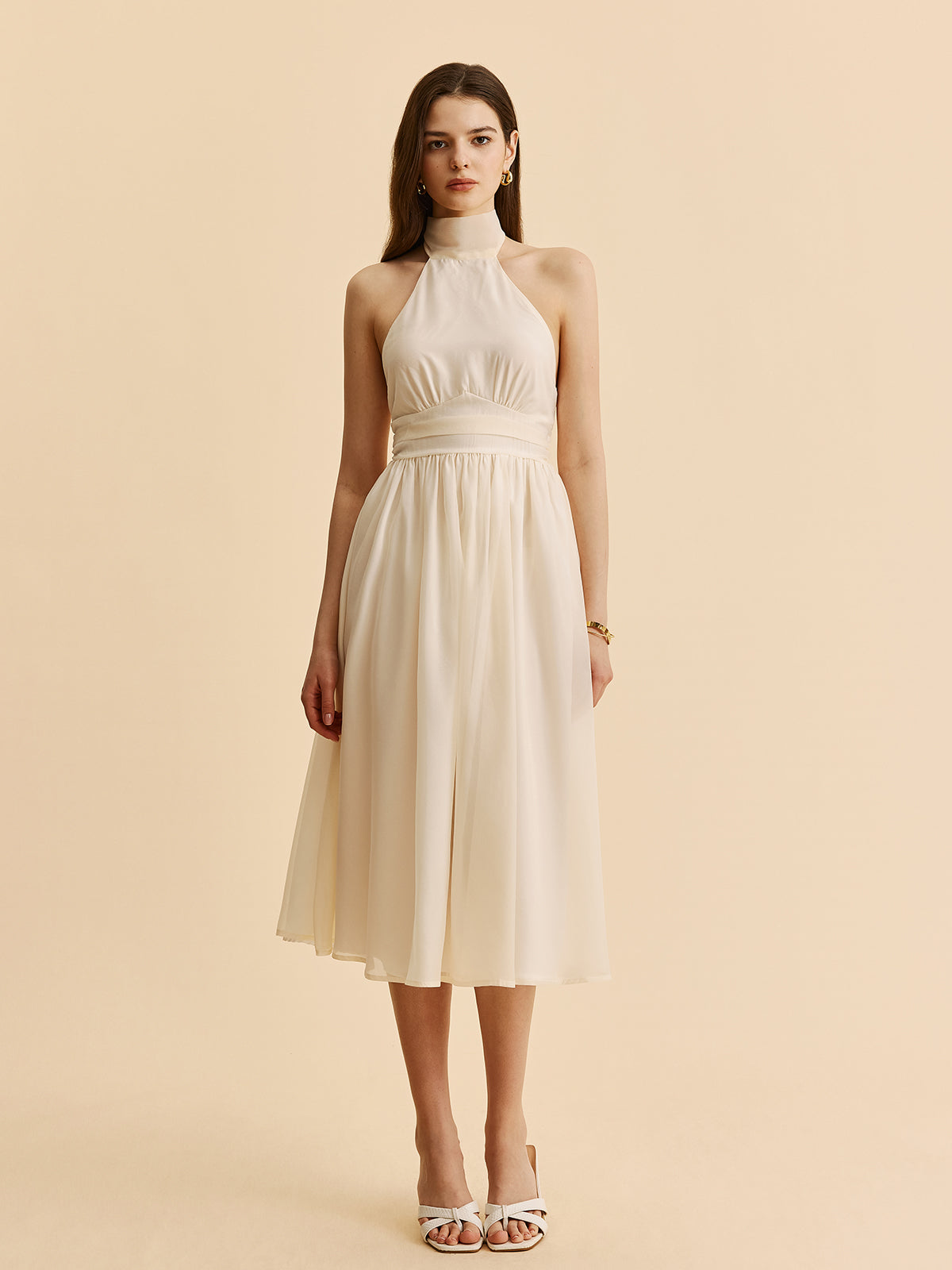 Tie-Back Halter A-Line Dress-Massicos