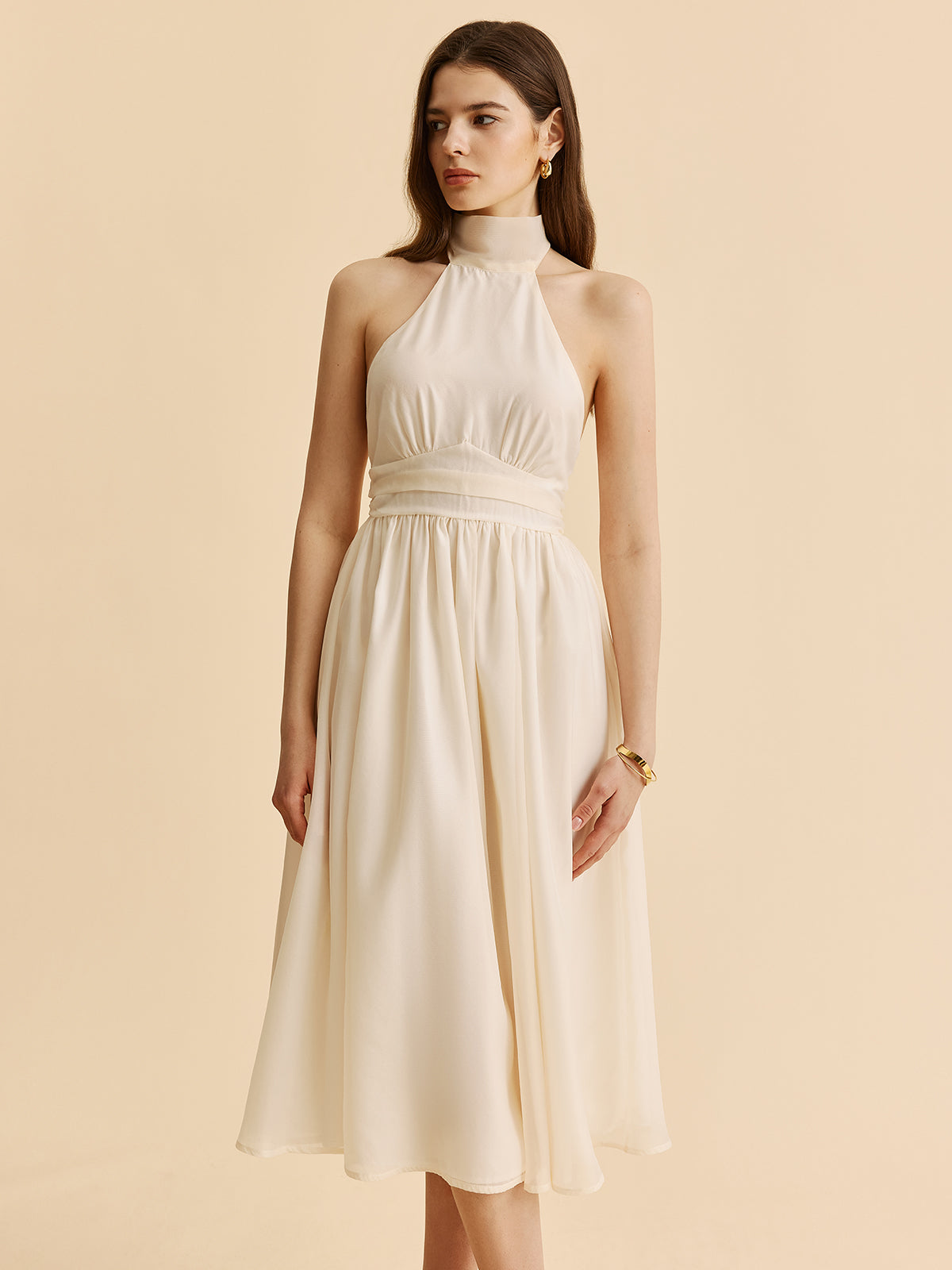 Tie-Back Halter A-Line Dress-Massicos