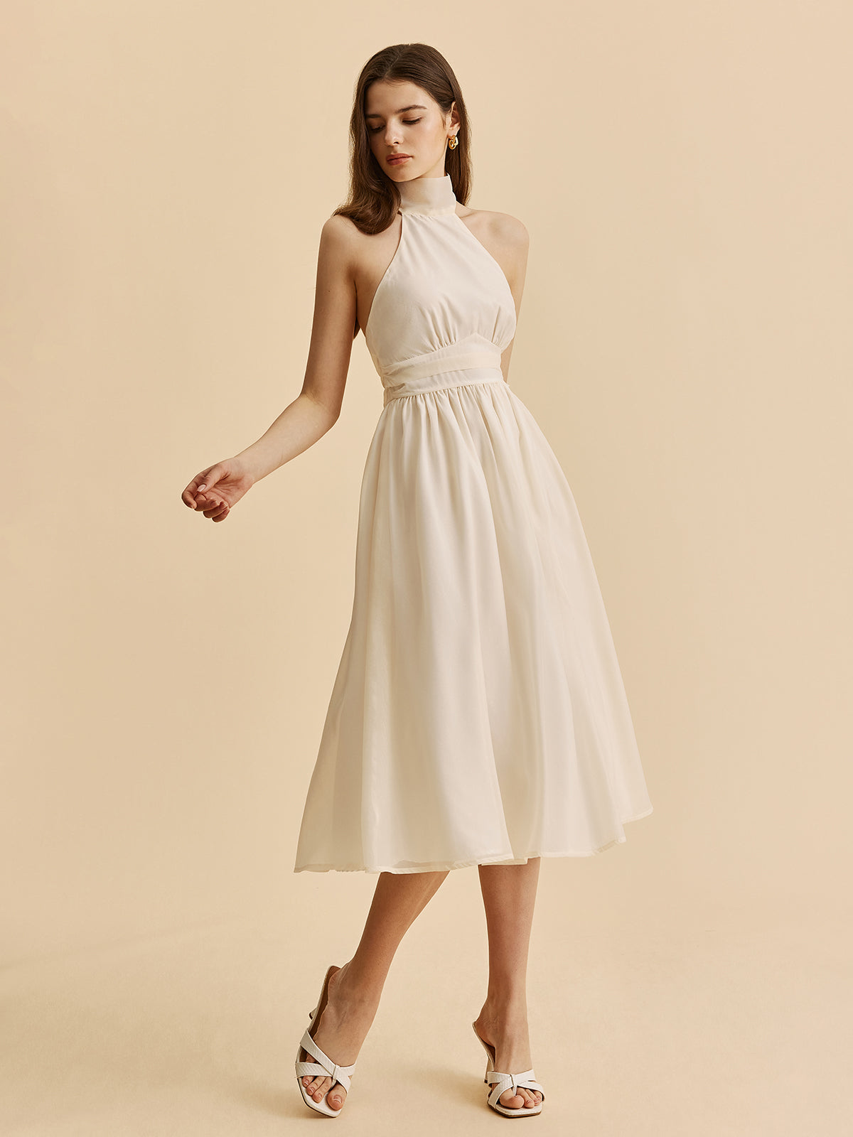 Tie-Back Halter A-Line Dress-Massicos