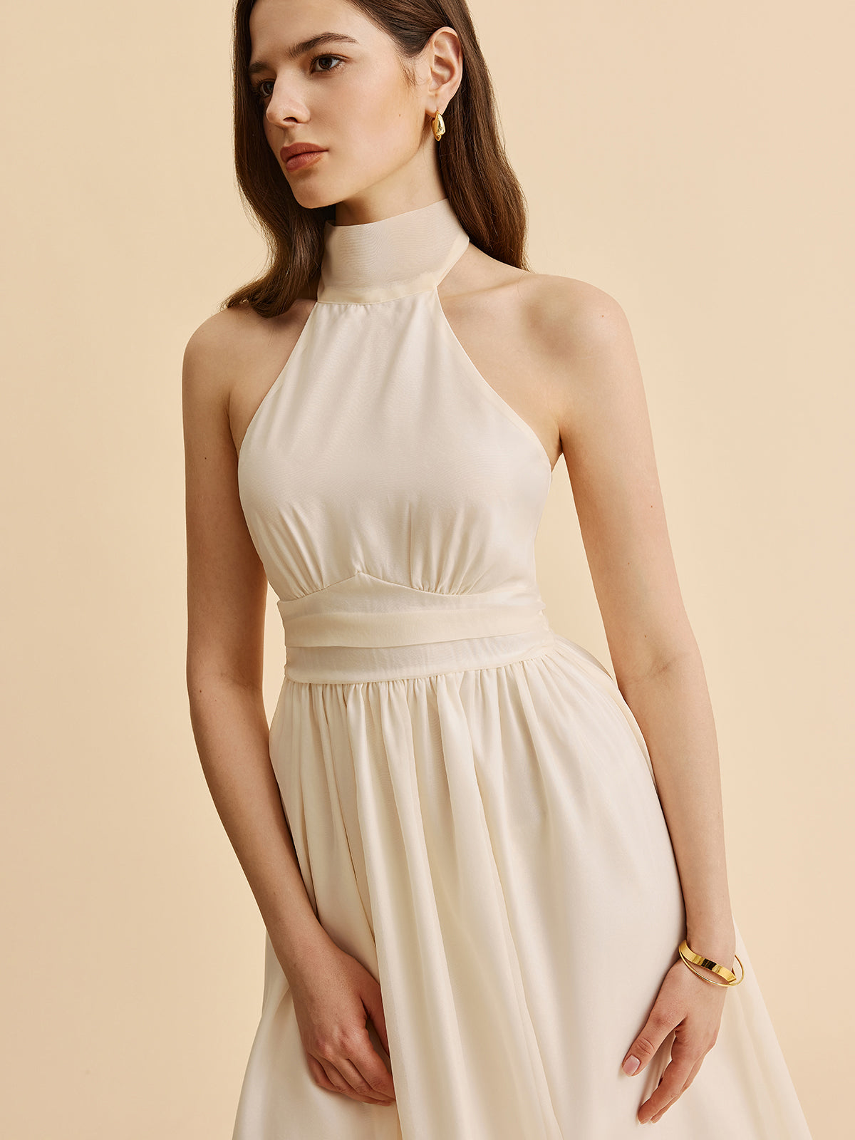 Tie-Back Halter A-Line Dress-Massicos