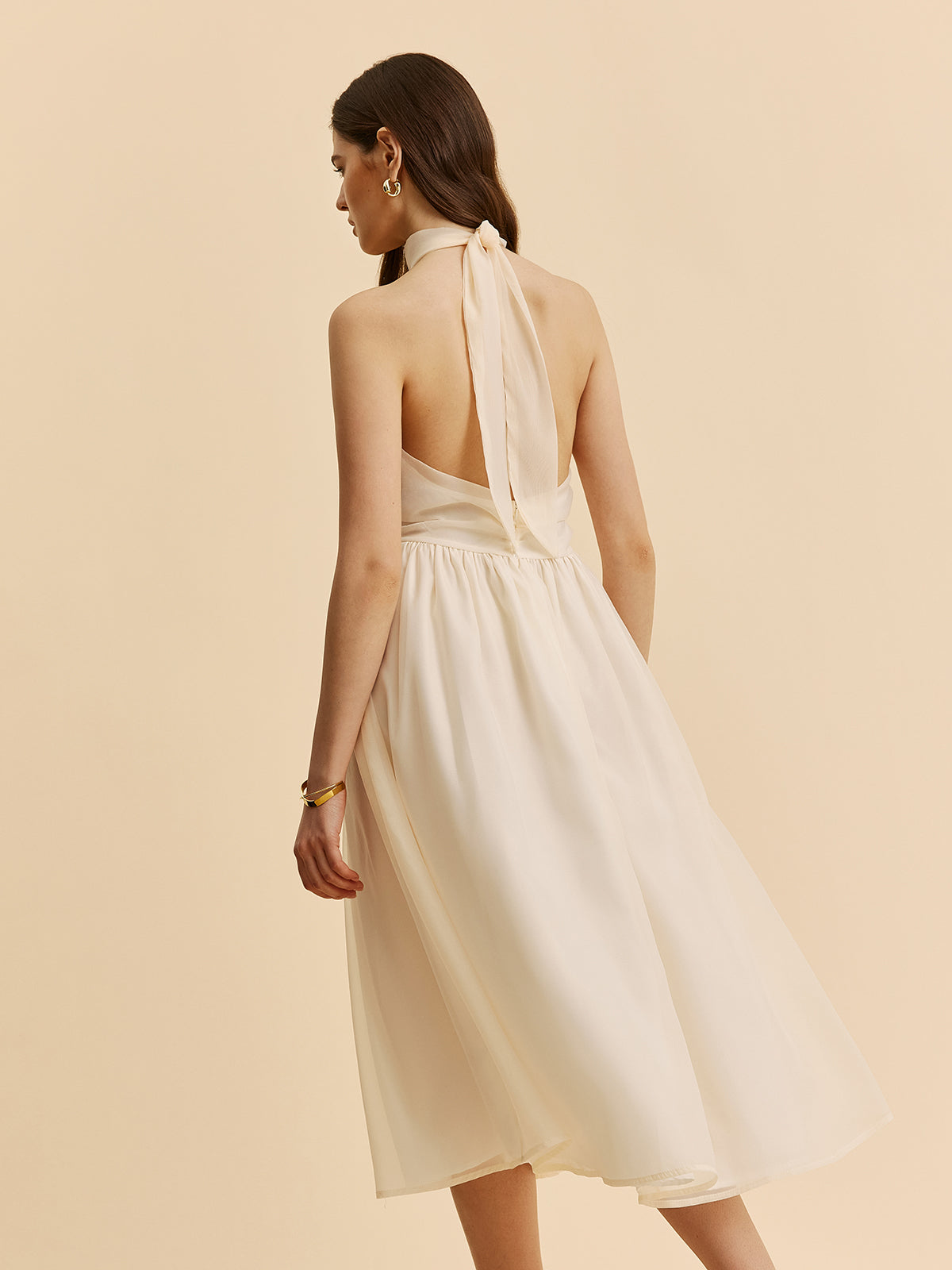Tie-Back Halter A-Line Dress-Massicos