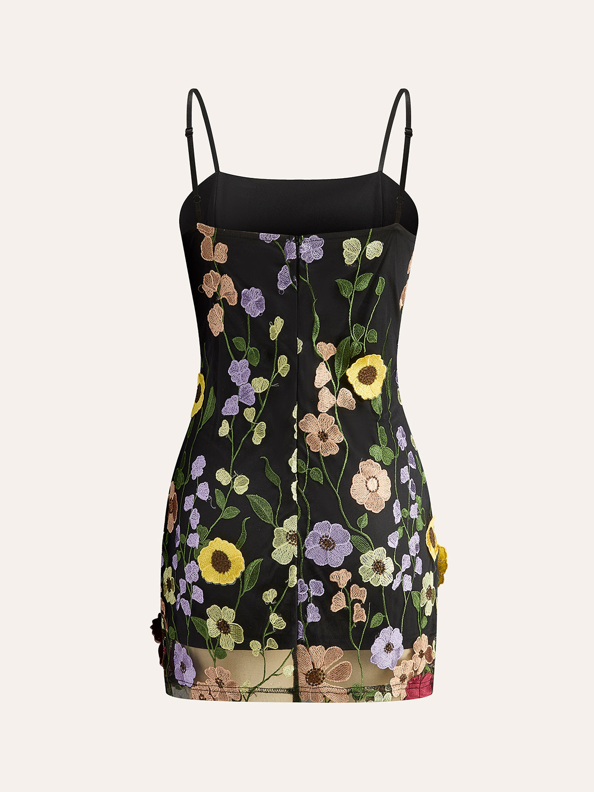 Colorful Floral Embroidered Mesh Dress-Massicos