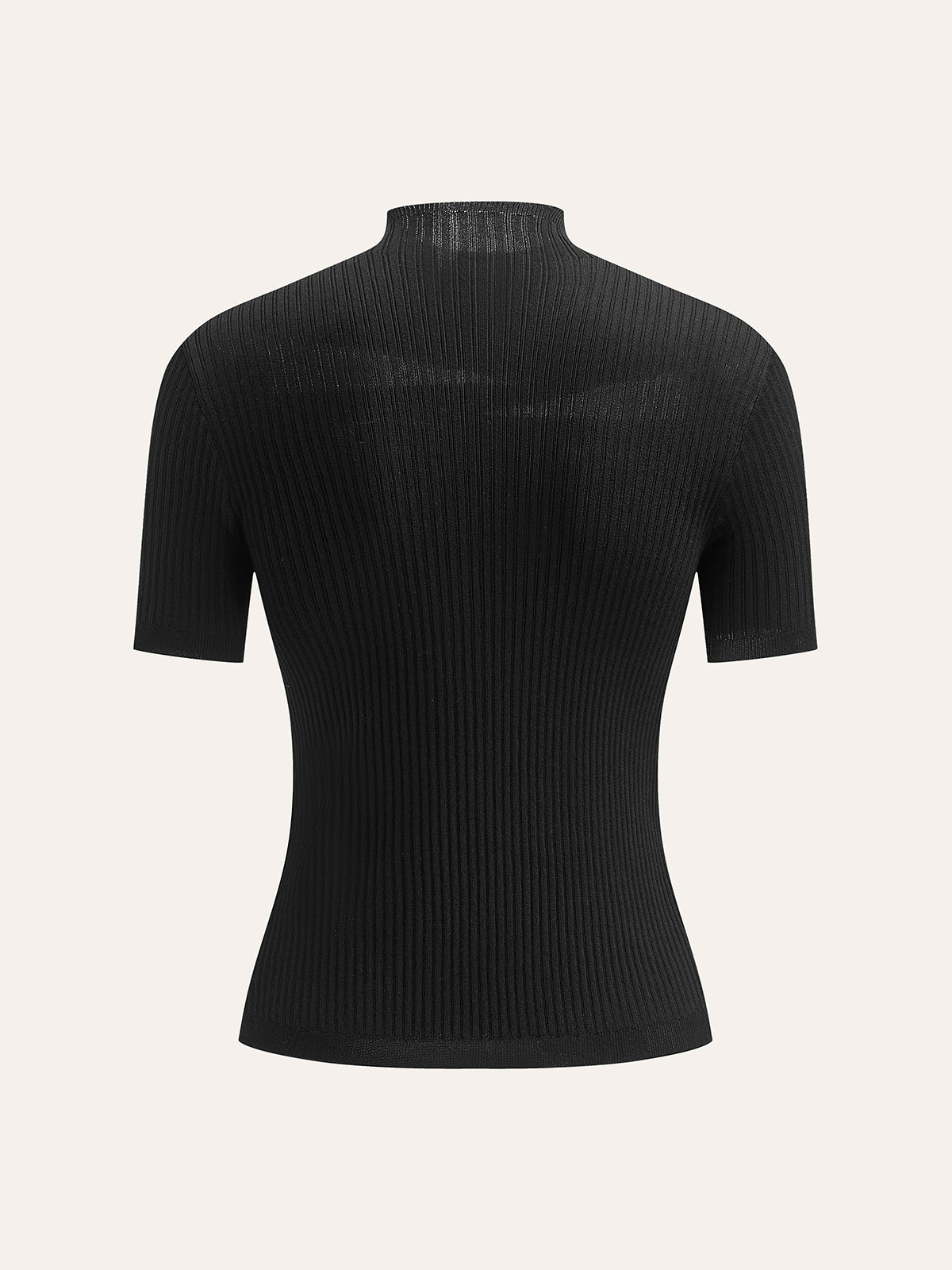 Semi-Sheer Ribbed Knit Top-Massicos