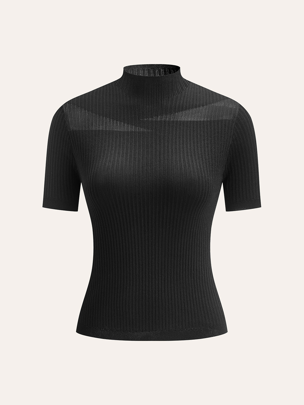 Semi-Sheer Ribbed Knit Top-Massicos