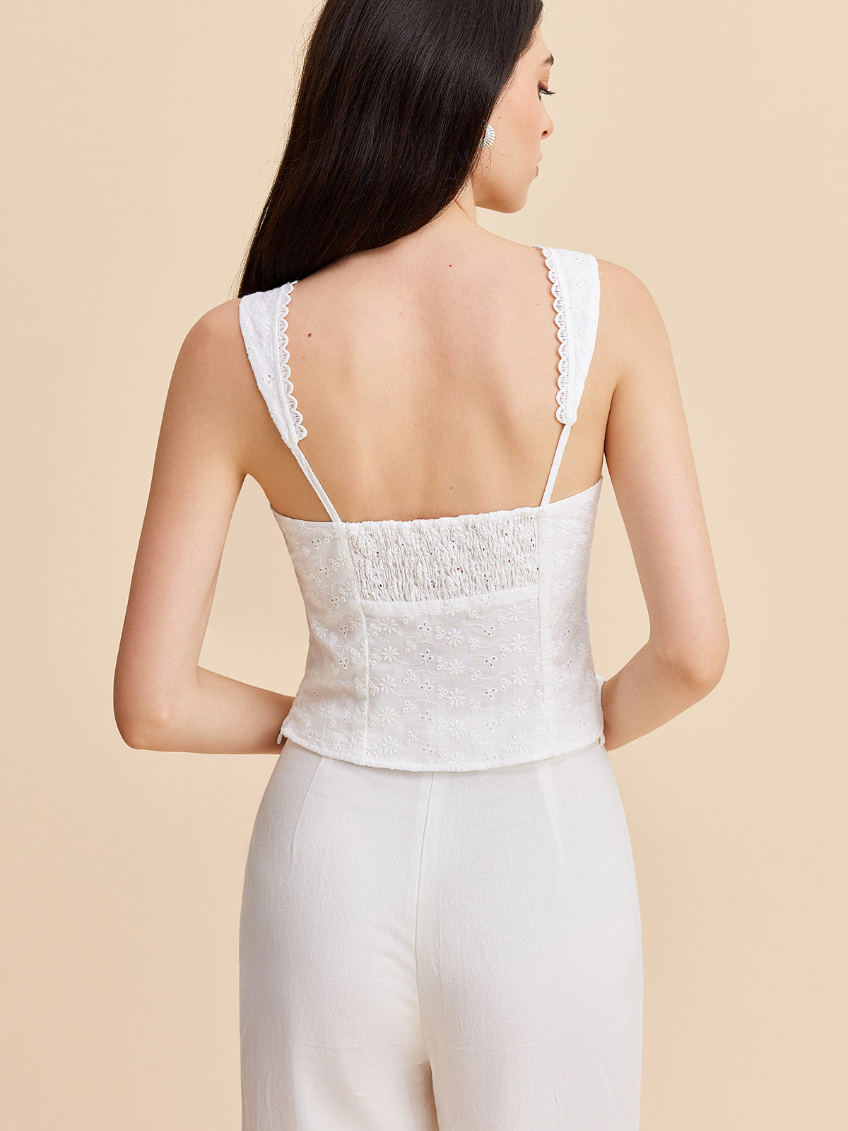 Pleated Cotton Zipper Tank Top-Massicos