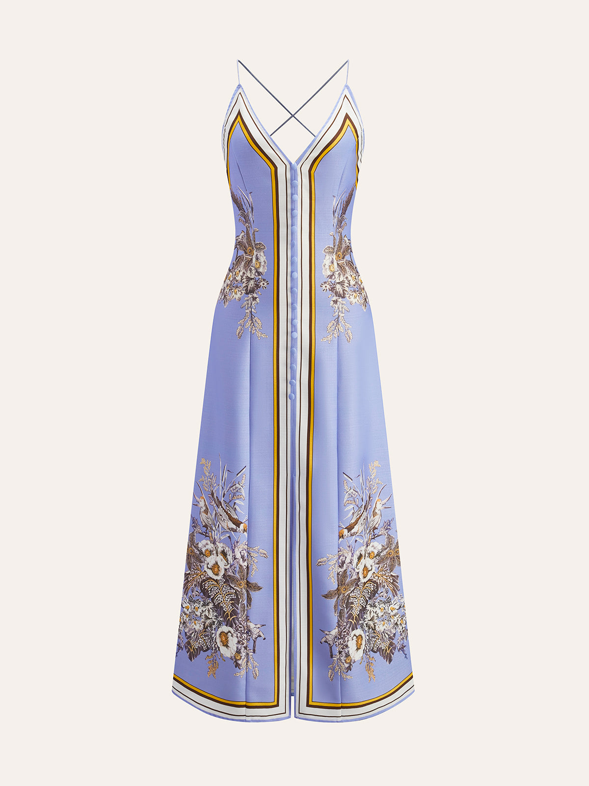 Casual Floral Printed Halter Long Dress-Massicos