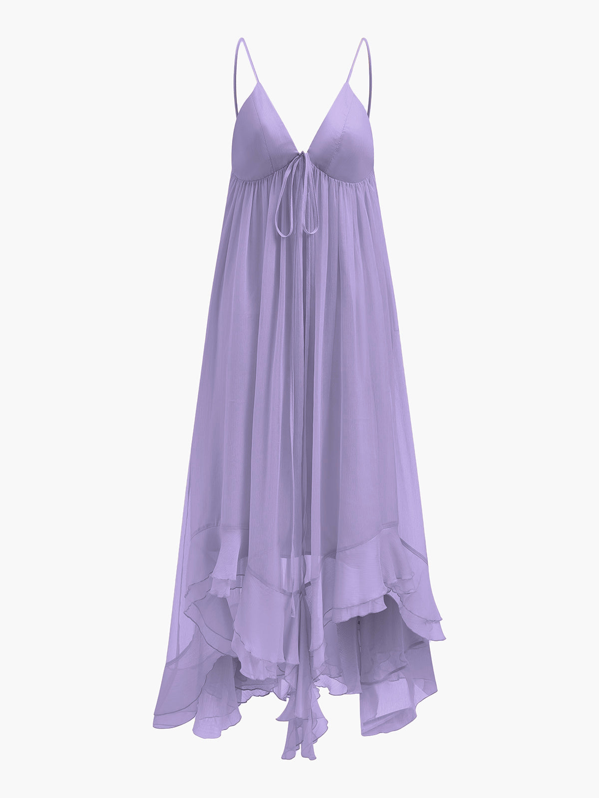 Semi-Sheer Chiffon Layered Dress With Cloak-Massicos