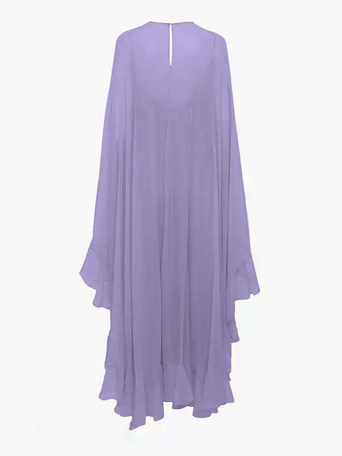 Semi-Sheer Chiffon Layered Dress With Cloak-Massicos