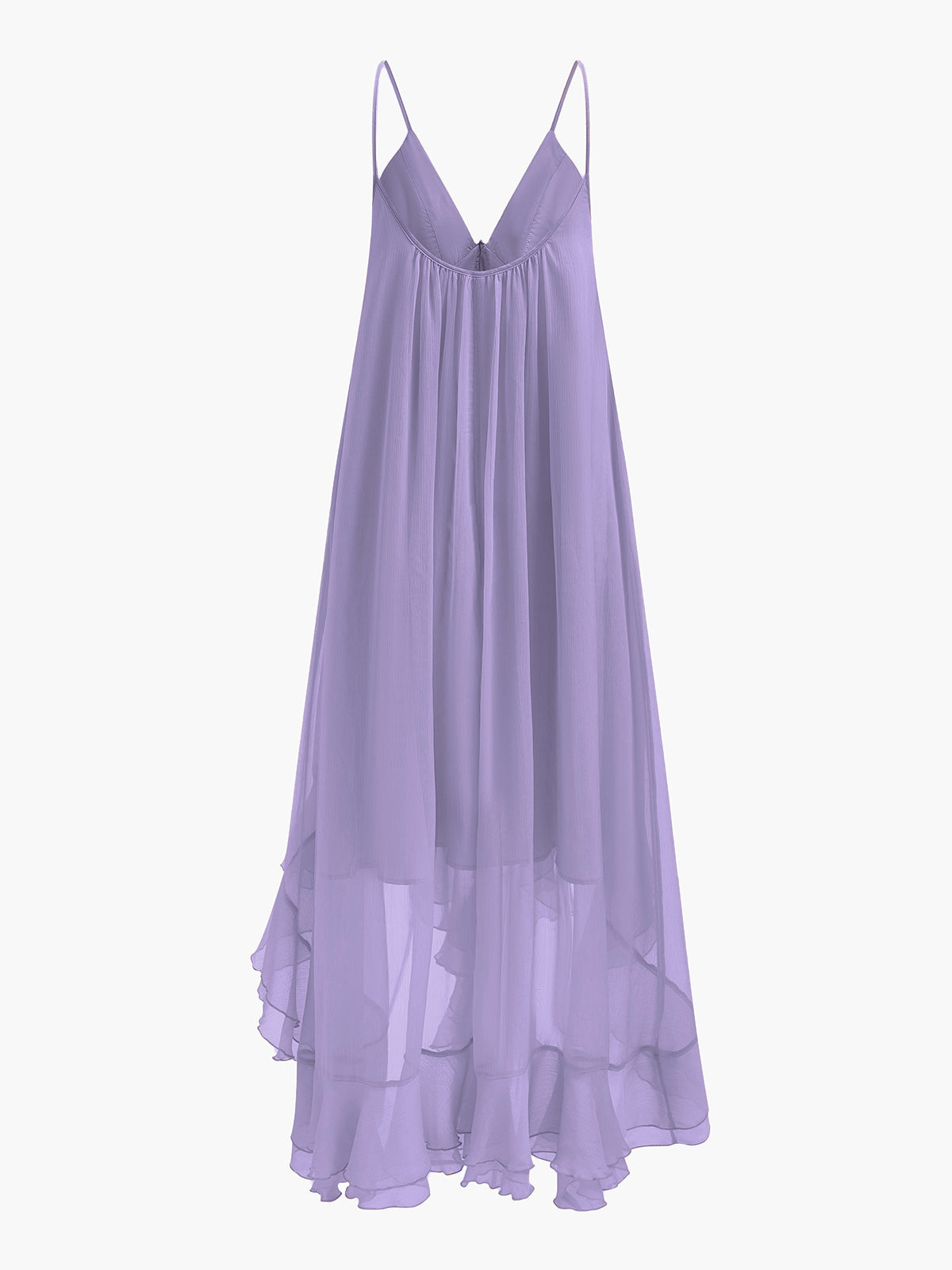 Semi-Sheer Chiffon Layered Dress With Cloak-Massicos