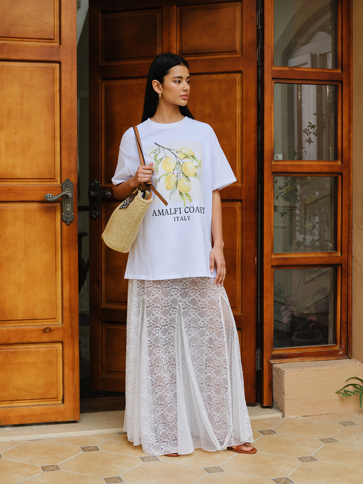Cotton Print Oversized T-Shirt-Massicos