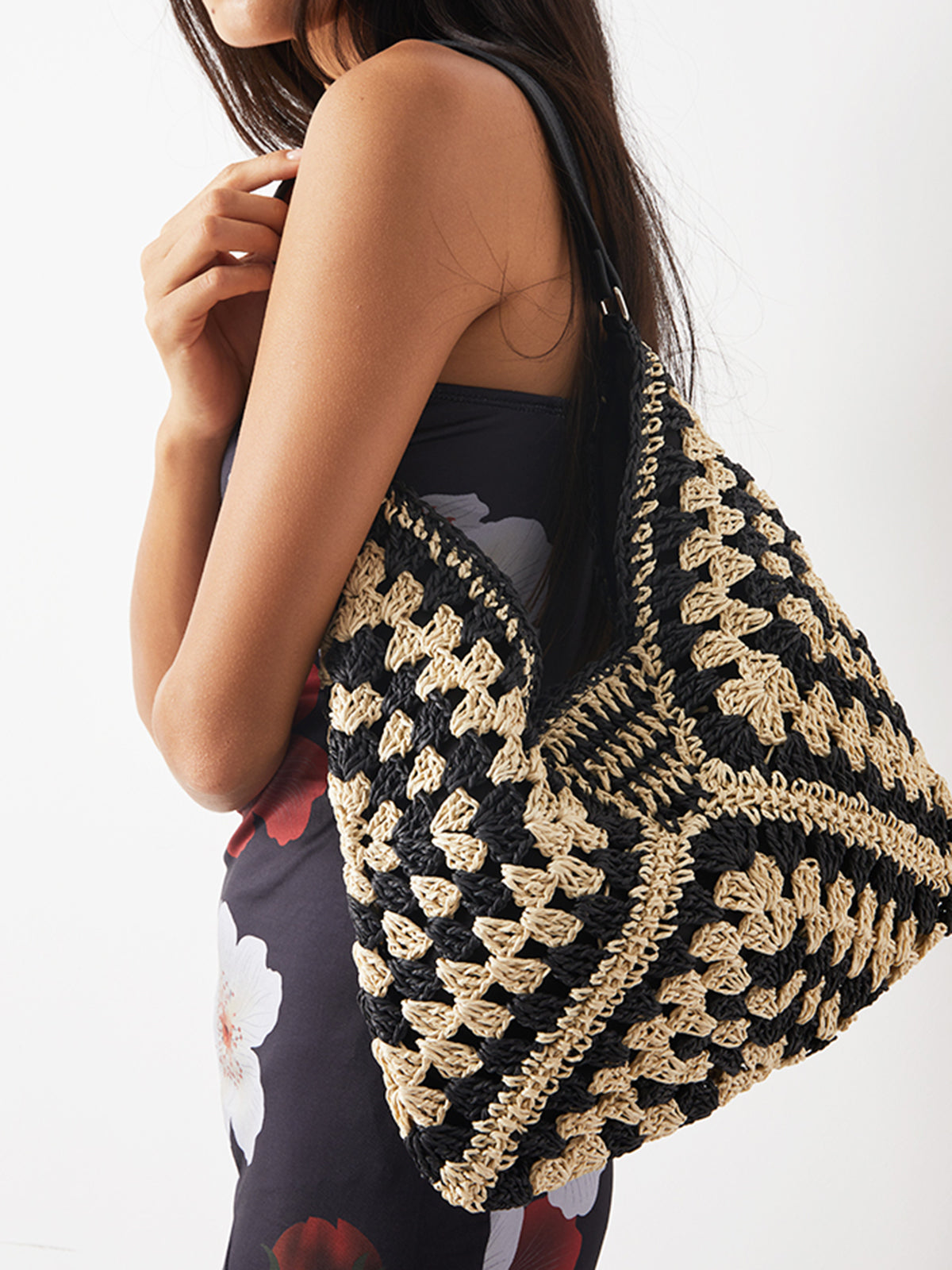 Vintage Crochet Macrame Shoulder Bag-Massicos