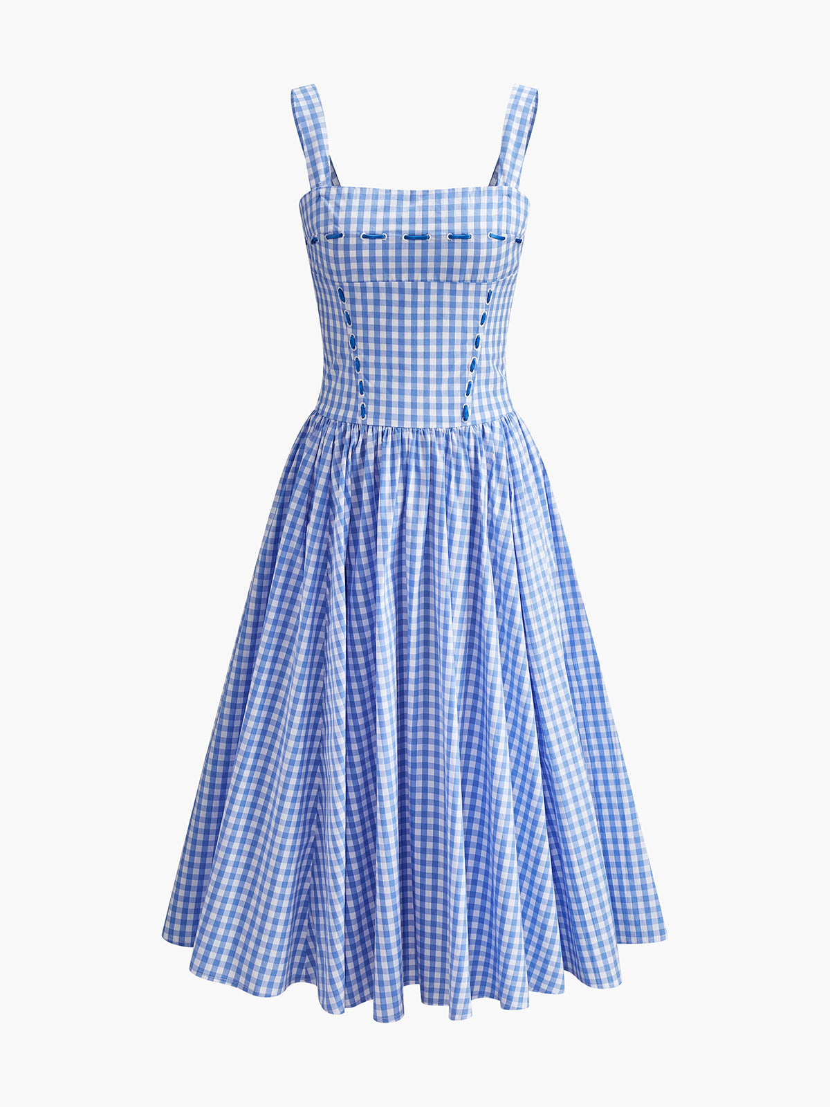 Lace-Up Checkerboard Corset Dress-Massicos