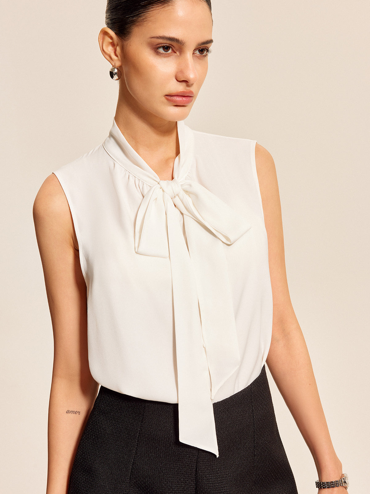 Sleeveless Bow Tie Top-Massicos