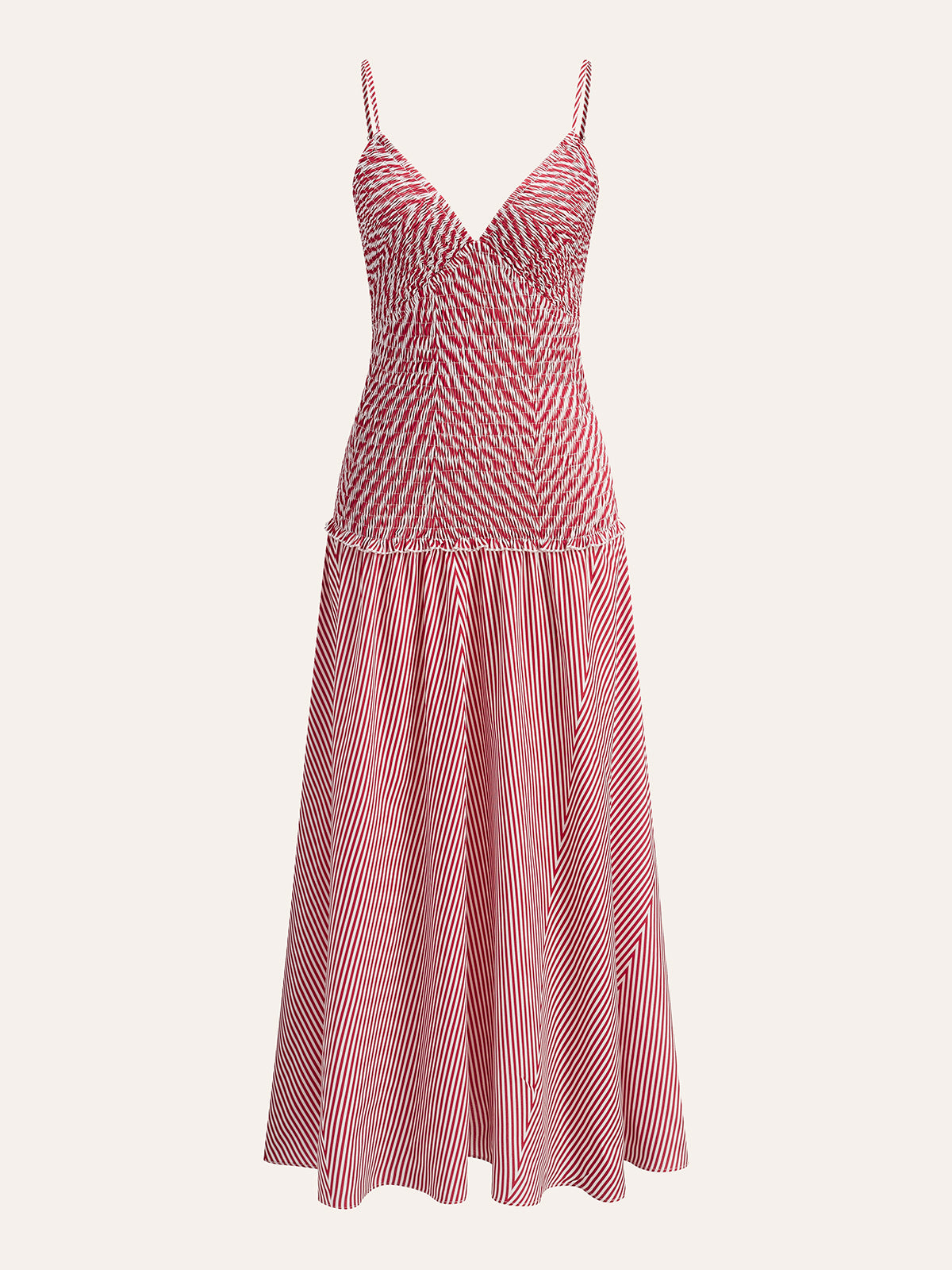 Shirred V-Neck Sleeveless Pleated Dress-Massicos