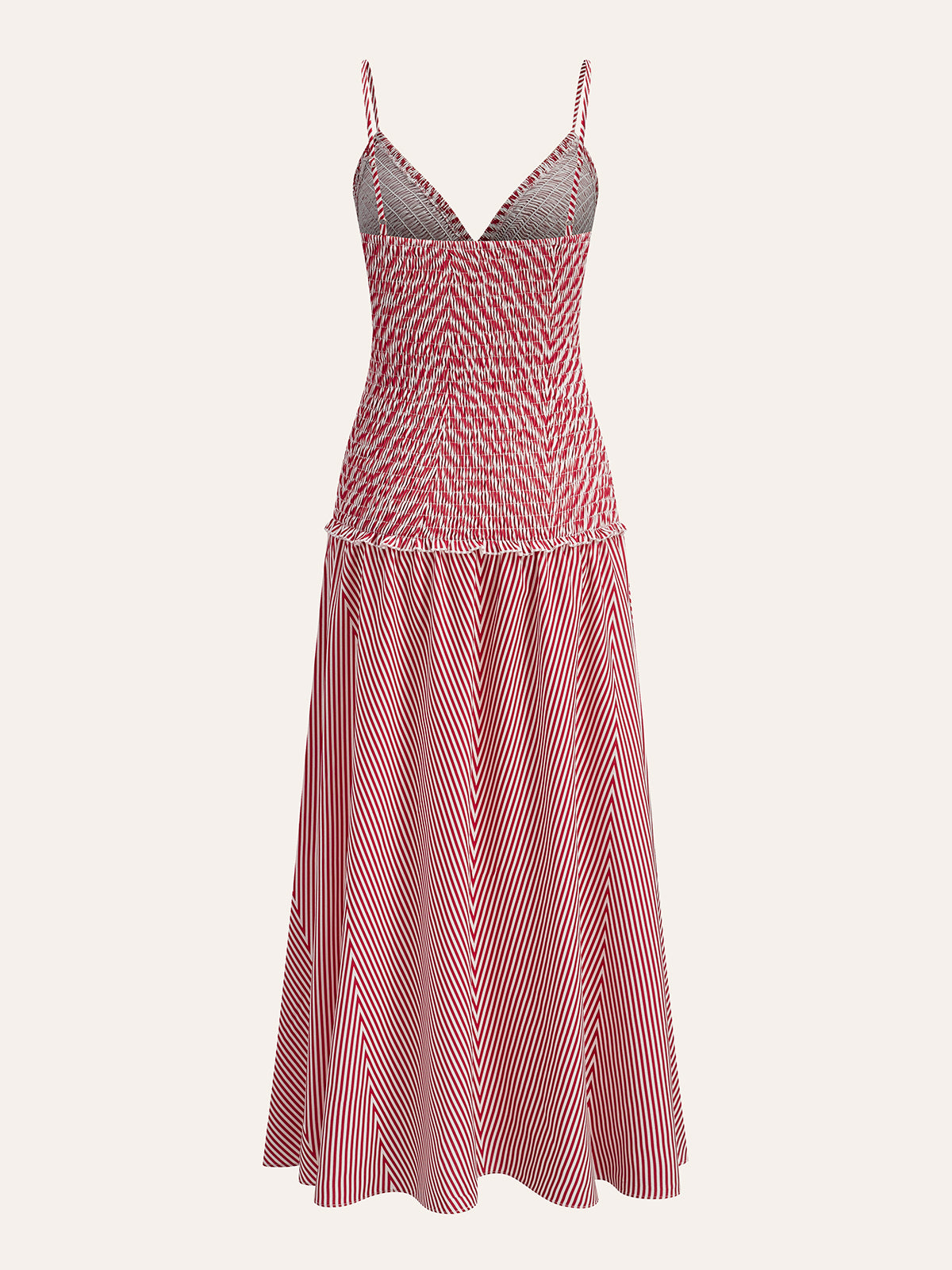 Shirred V-Neck Sleeveless Pleated Dress-Massicos