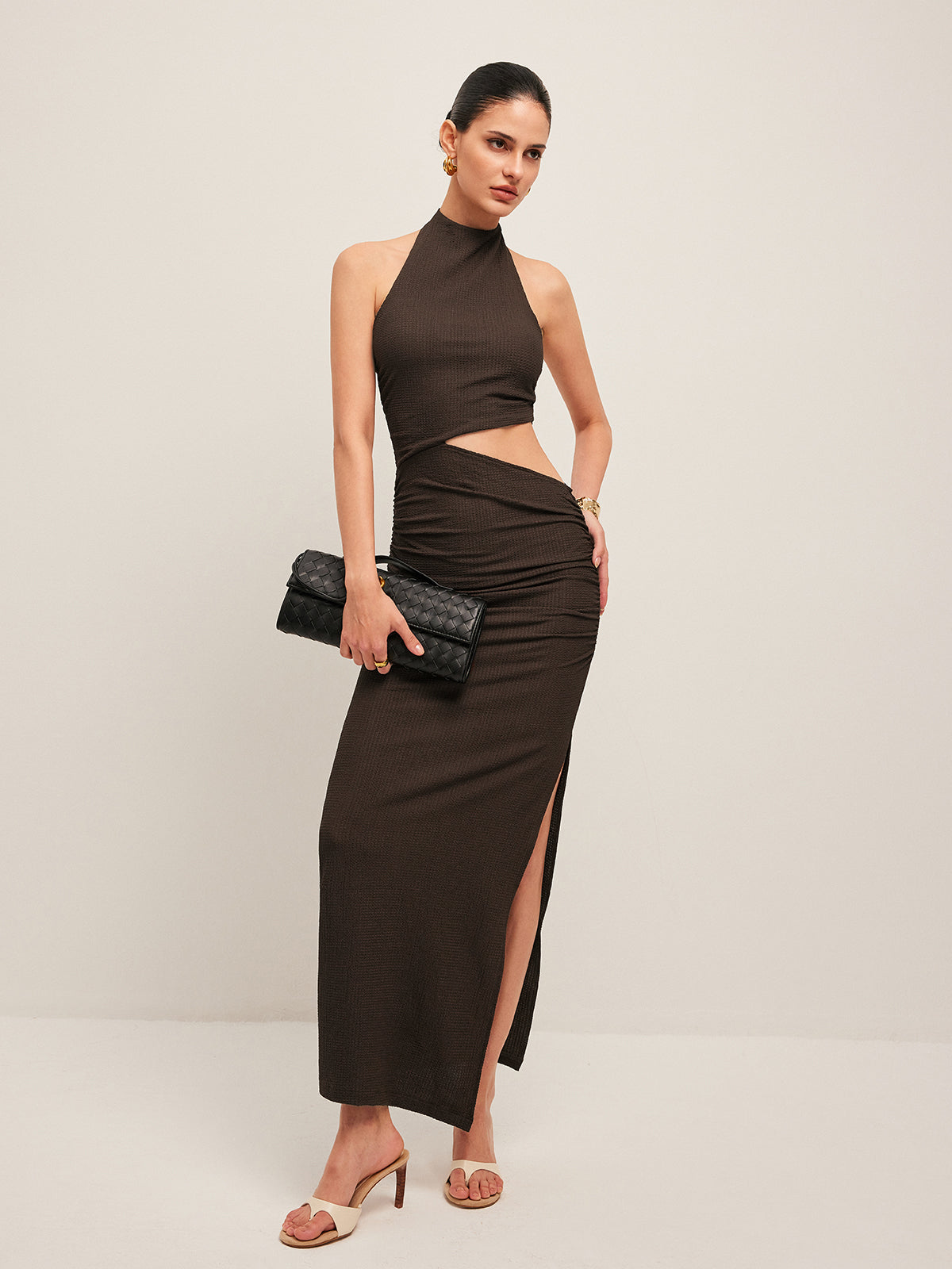 Asymmetrical Cutout Split Dress-Massicos