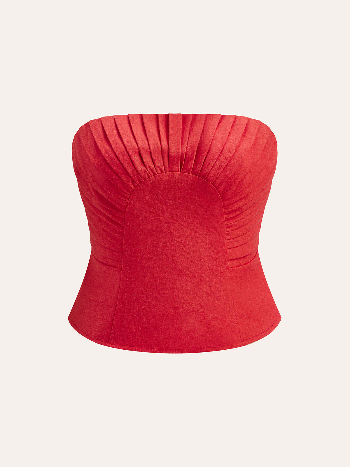 Cotton & Linen Pleated Strapless Top-Massicos