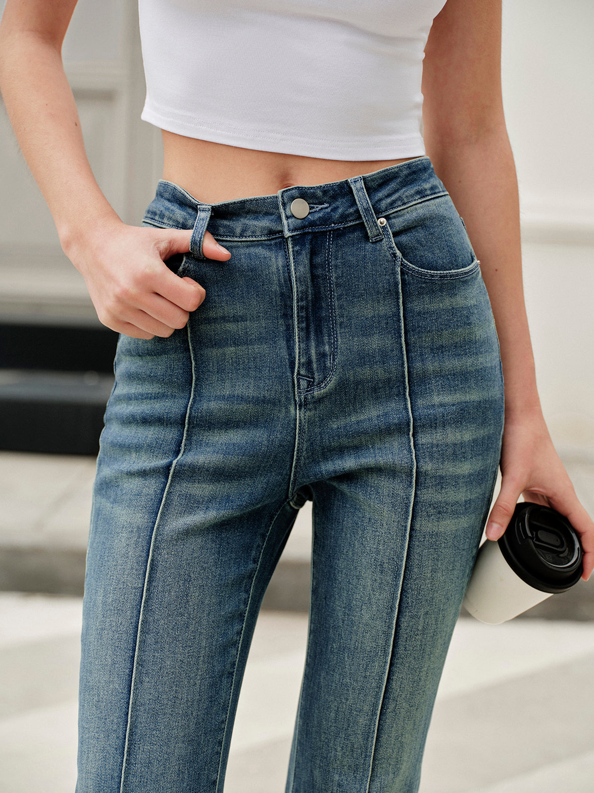 Low-Waist Wide Leg Denim Jeans-Massicos