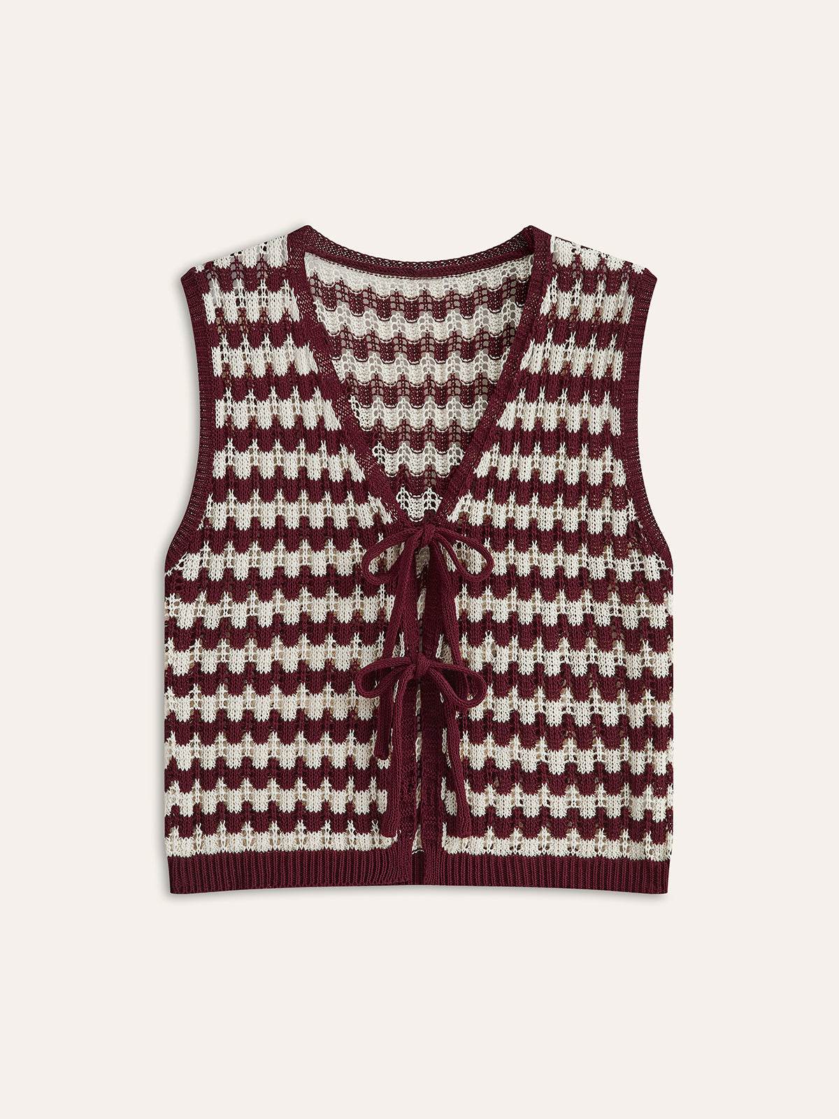 Contrast Bow-Tie Knit Top-Massicos