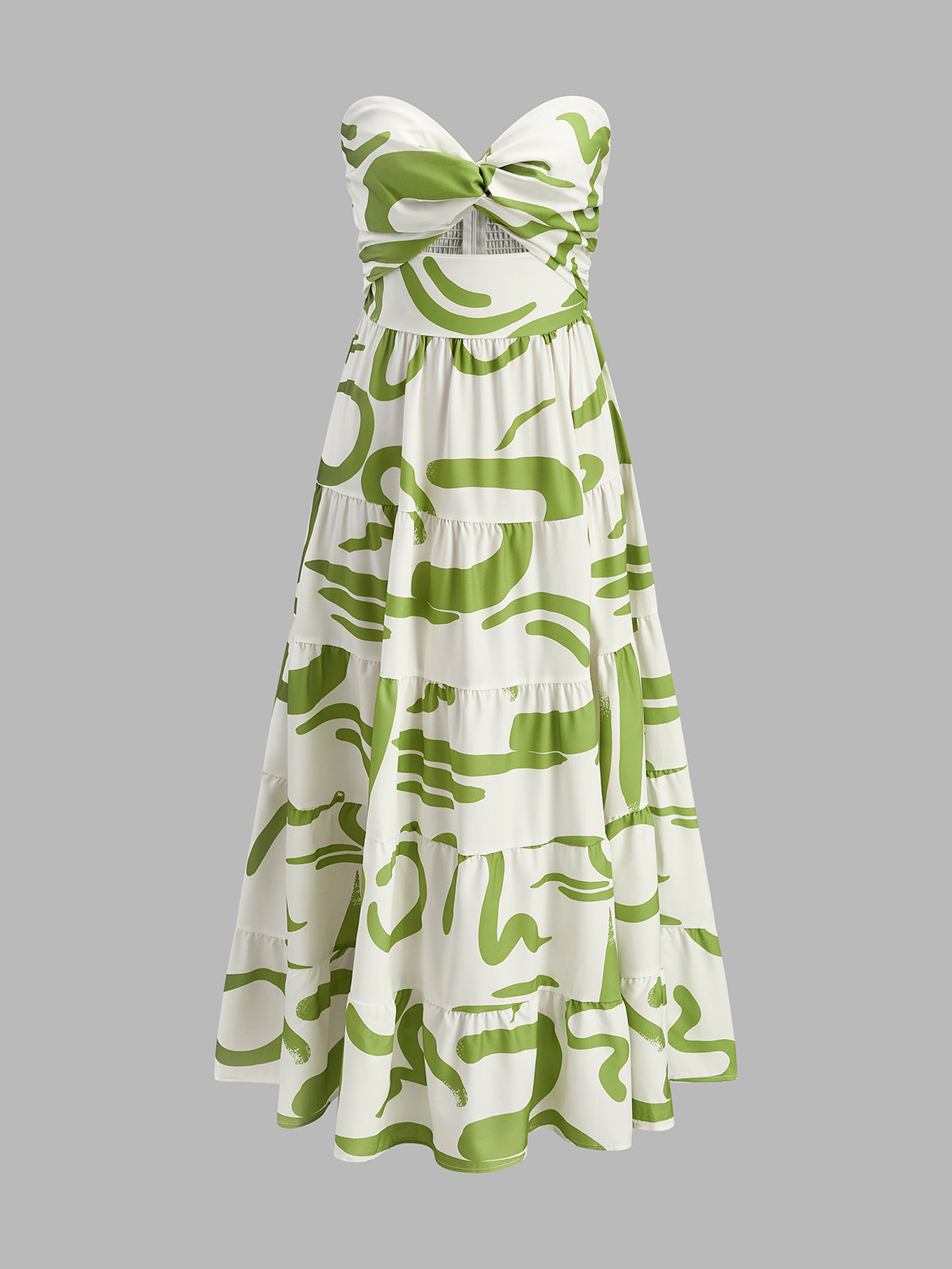 Twist Front Strapless Pleated Dress-Massicos