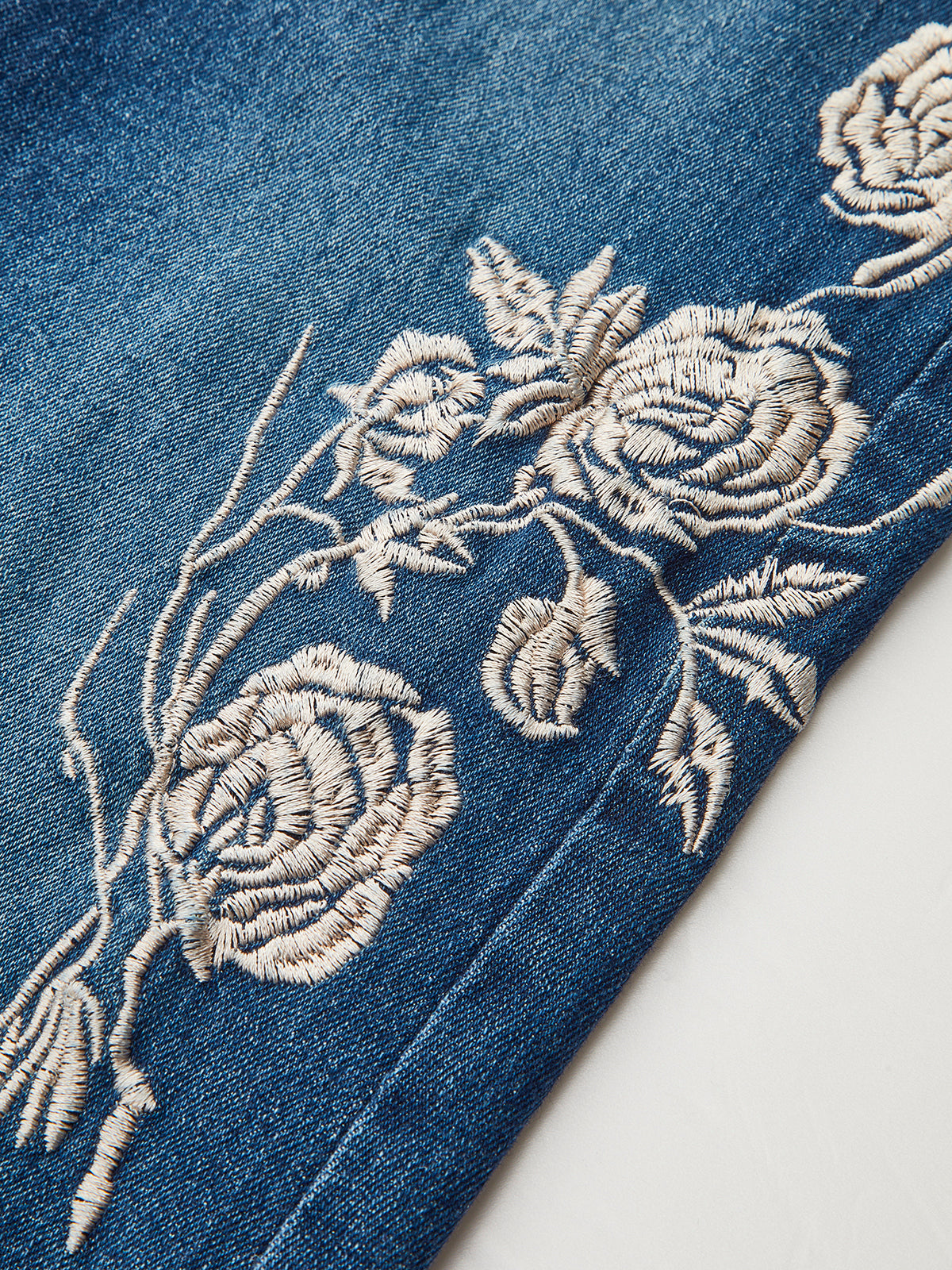 Mid-Waist Embroidered Flared Jeans-Massicos