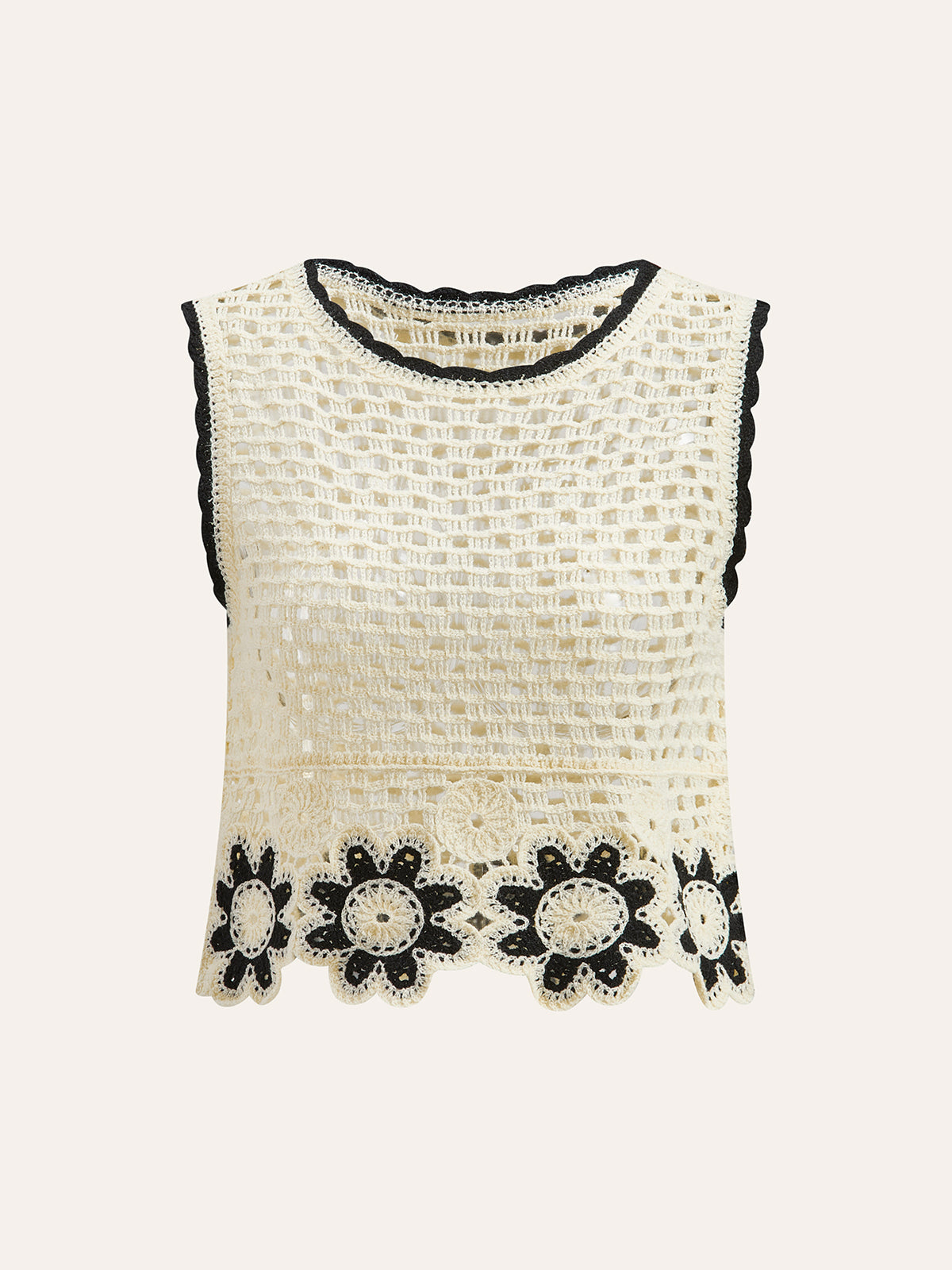 Crochet Floral Top With Pant Set-Massicos