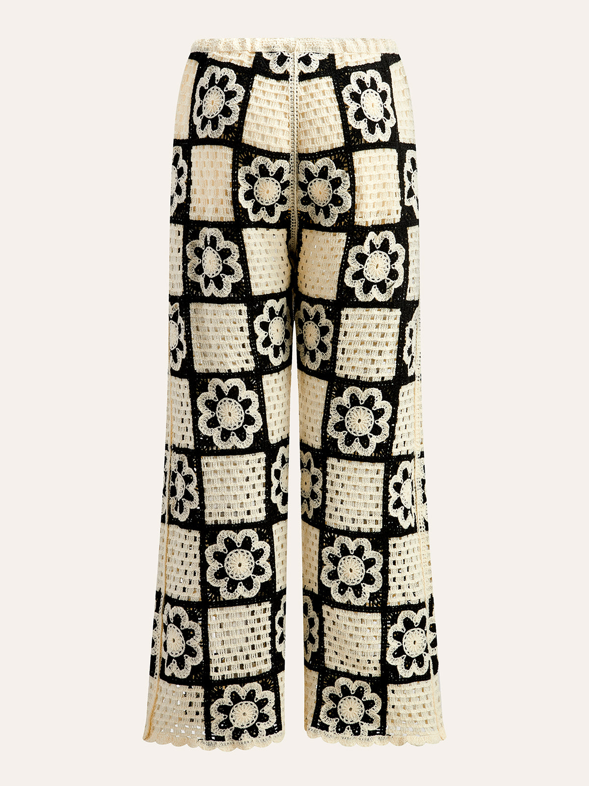 Crochet Floral Top With Pant Set-Massicos