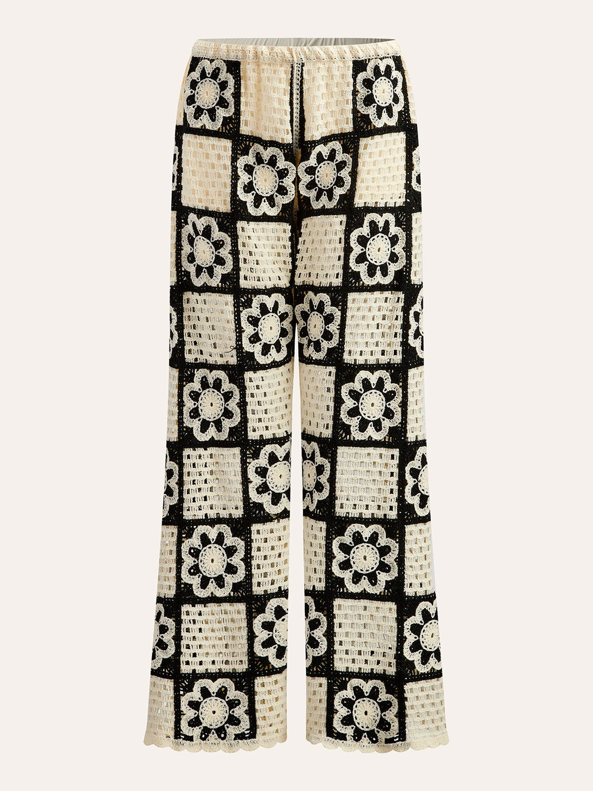 Crochet Floral Top With Pant Set-Massicos