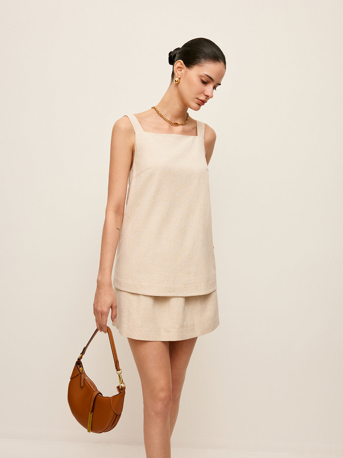 Back Tie Detail Top With Skirt Set-Massicos