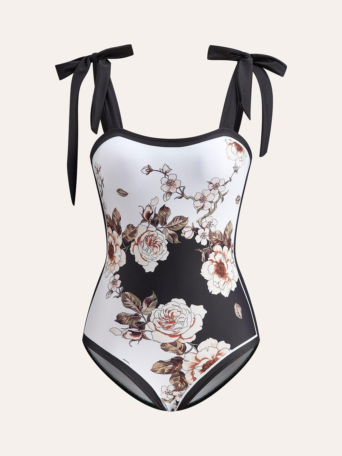 Floral Tie-Shoulder One-Piece Swimsuit With Cover-Up-Massicos