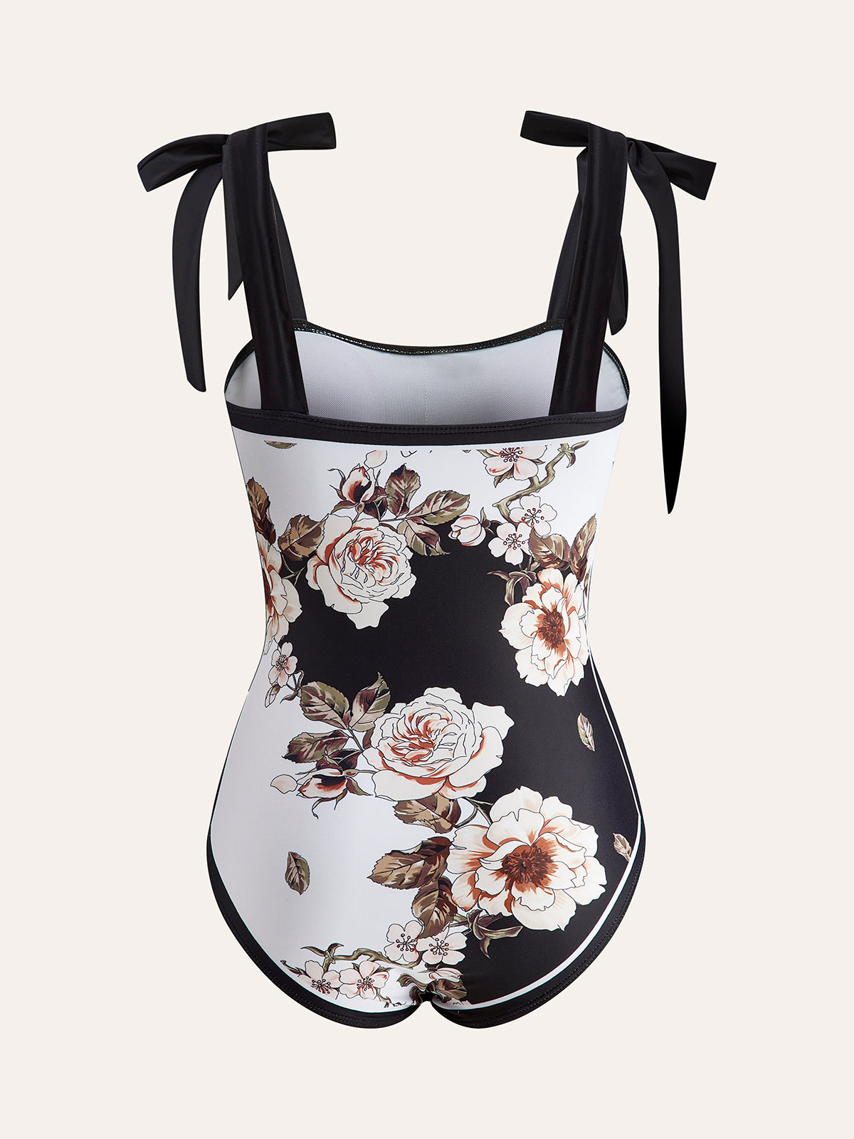 Floral Tie-Shoulder One-Piece Swimsuit With Cover-Up-Massicos