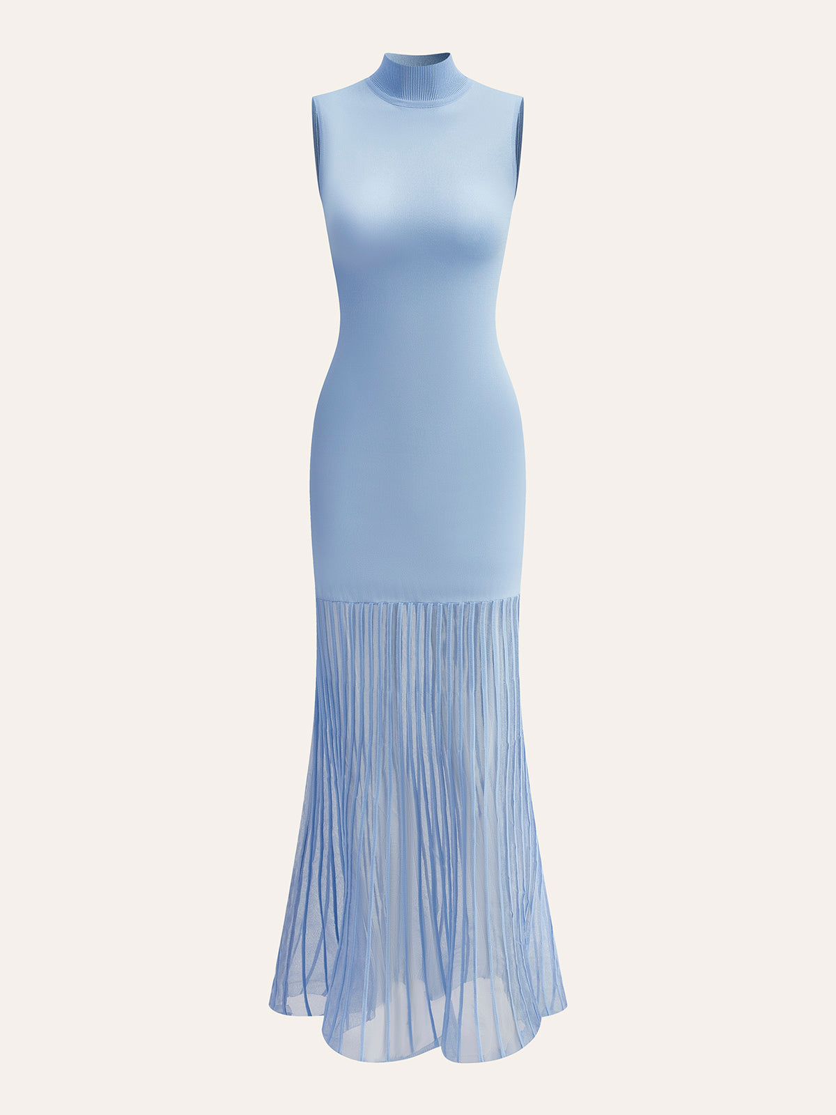 Sleeveless Sheer Panel Dress Without Belt-Massicos