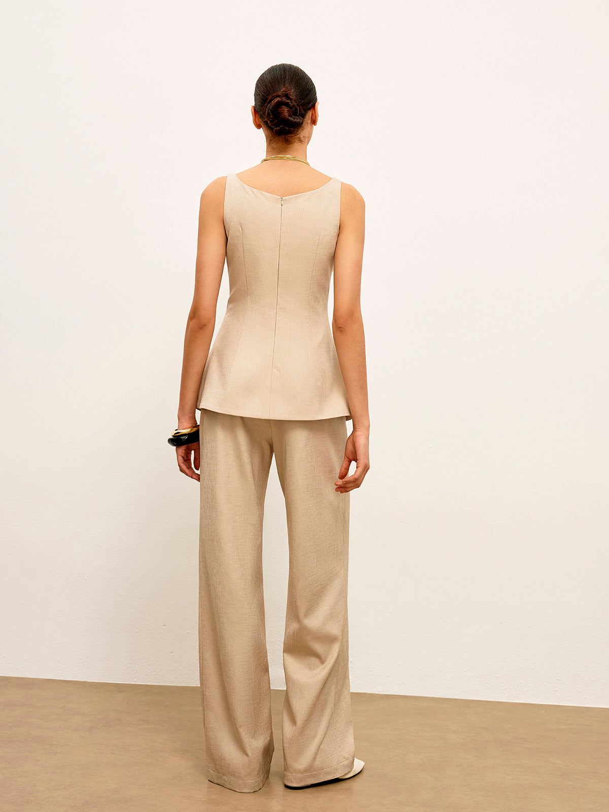 Back Zipper Peplum Flare Top-Massicos