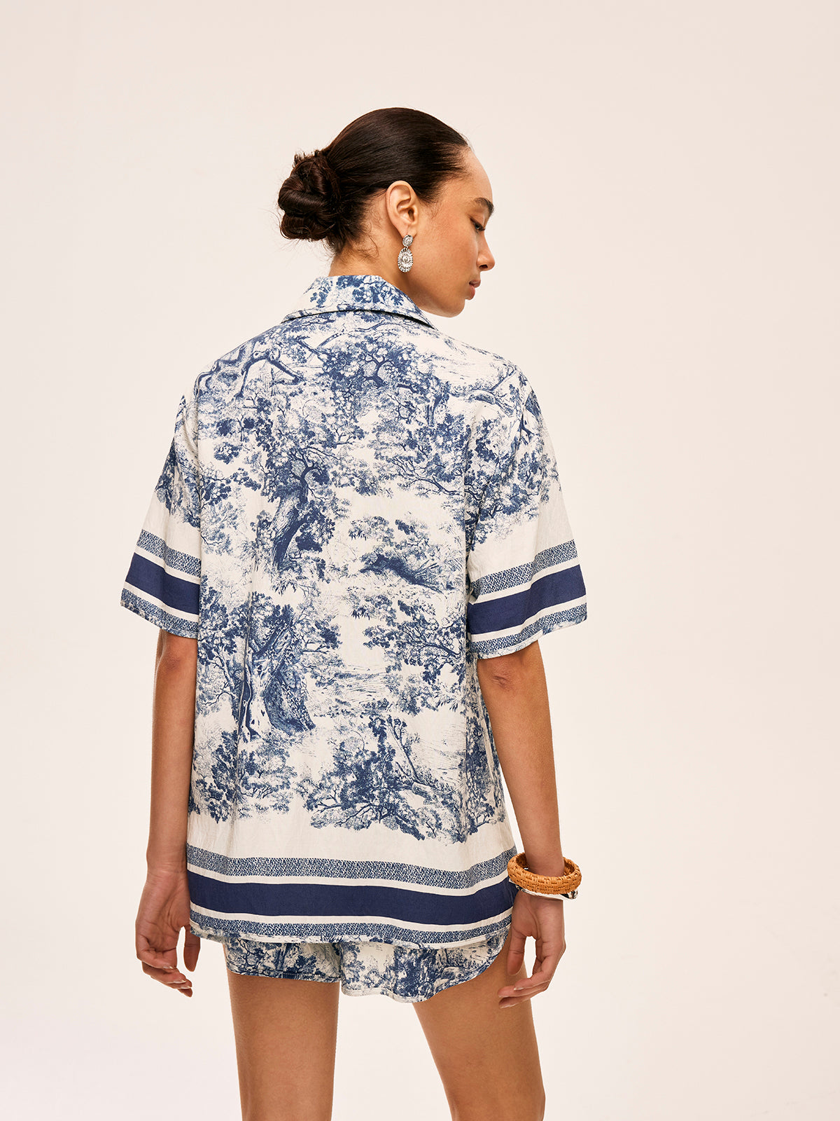 Printed Contrast Trim Shorts Sets-Massicos