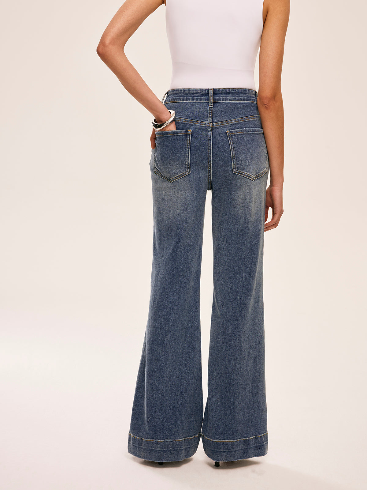 Mid-Waist Decor Pocket Pants-Massicos
