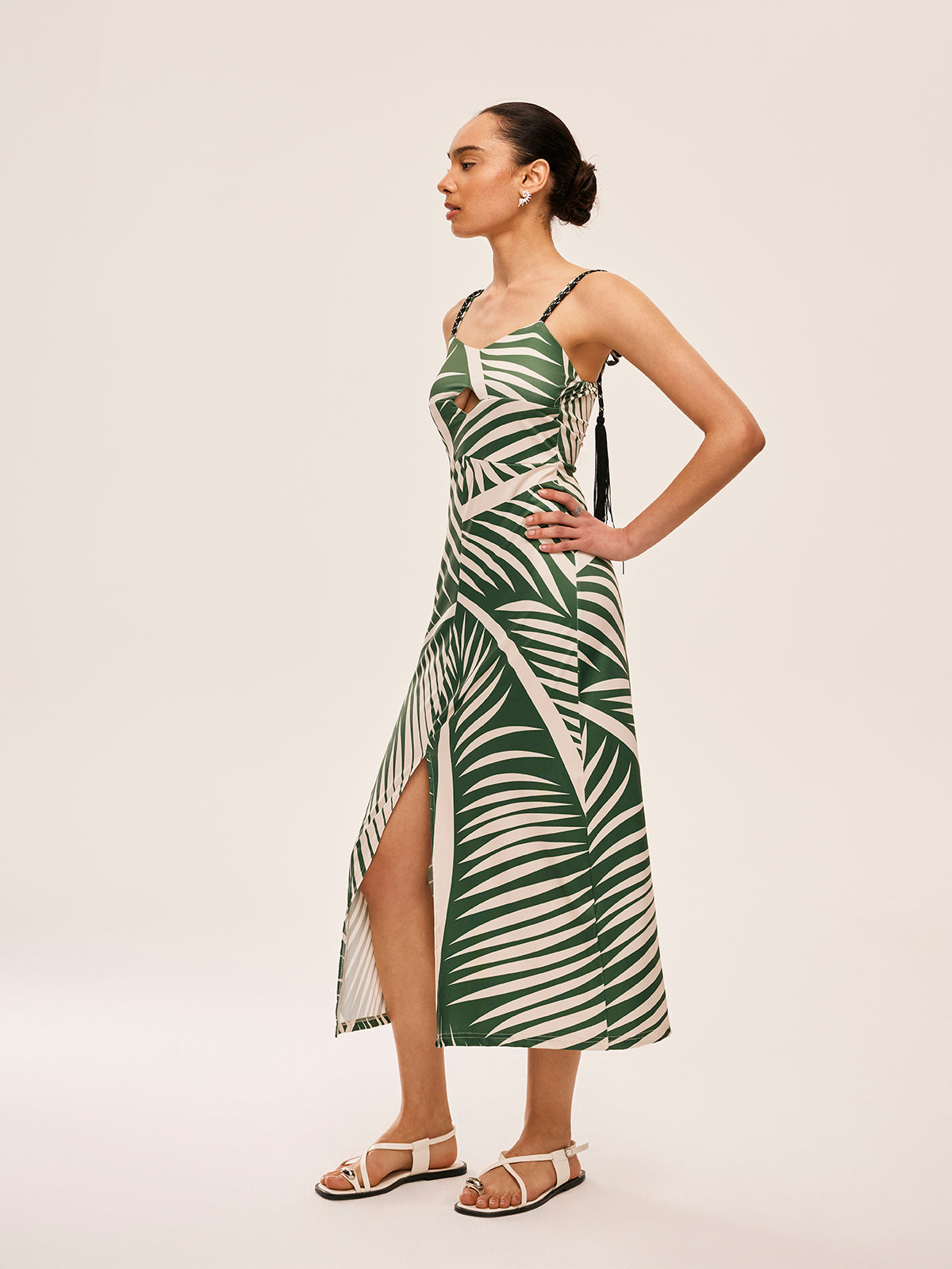 Tassel Detail Slit Cami Dress-Massicos