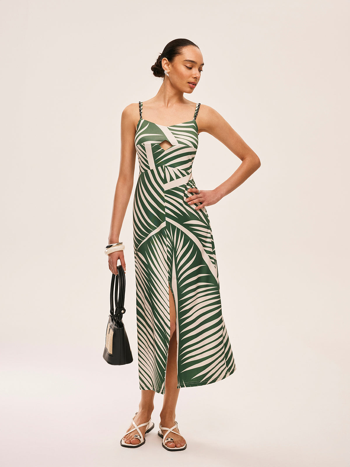 Tassel Detail Slit Cami Dress-Massicos