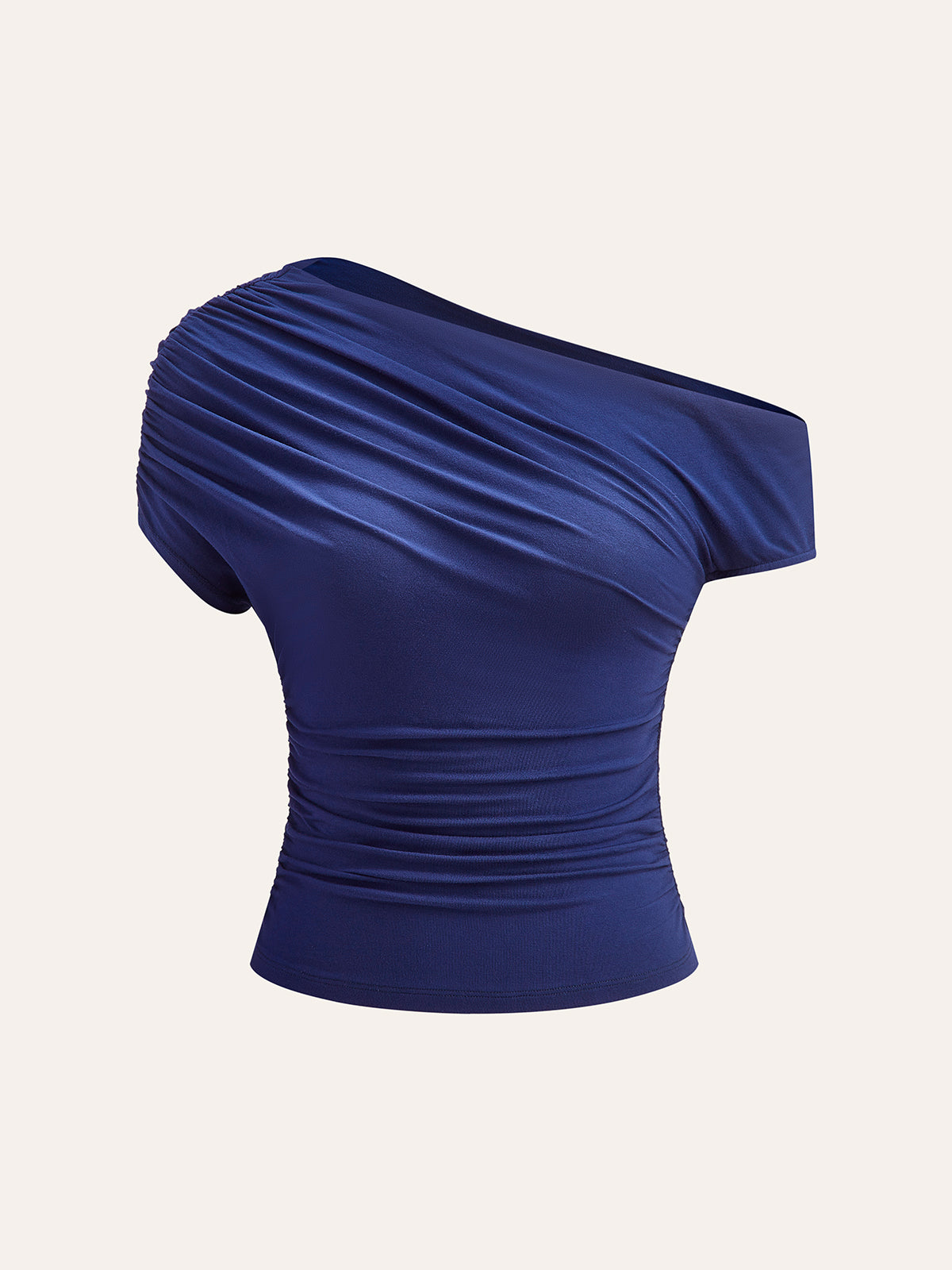 Asymmetrical Off-Shoulder Ruched Top-Massicos