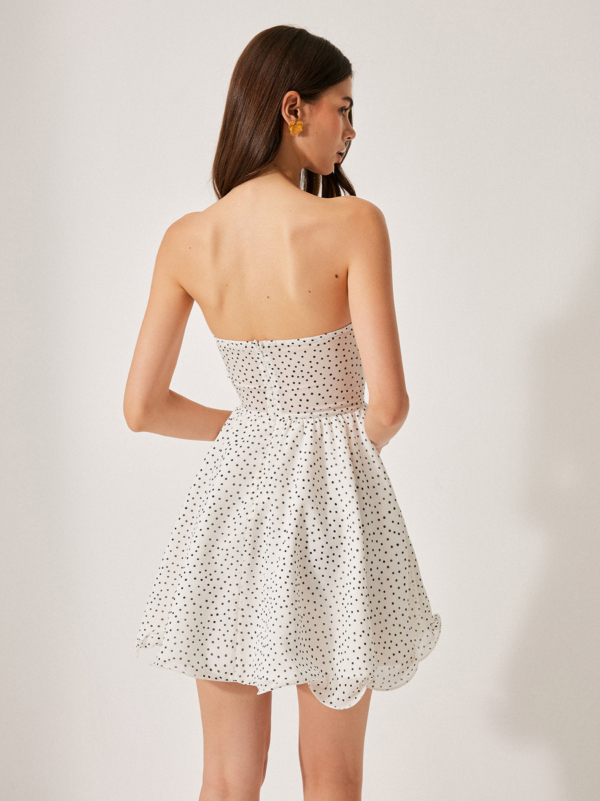 Semi-Sheer Polka Dot Dress With Scarf Detail-Massicos