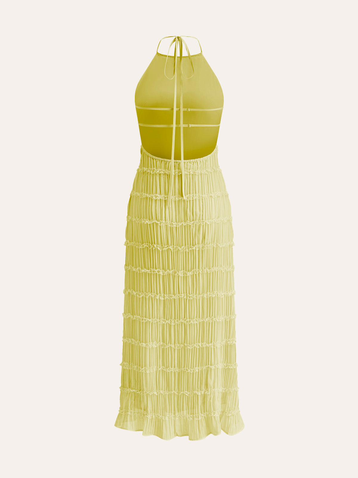 Halter Strappy Back Ruffled Dress-Massicos